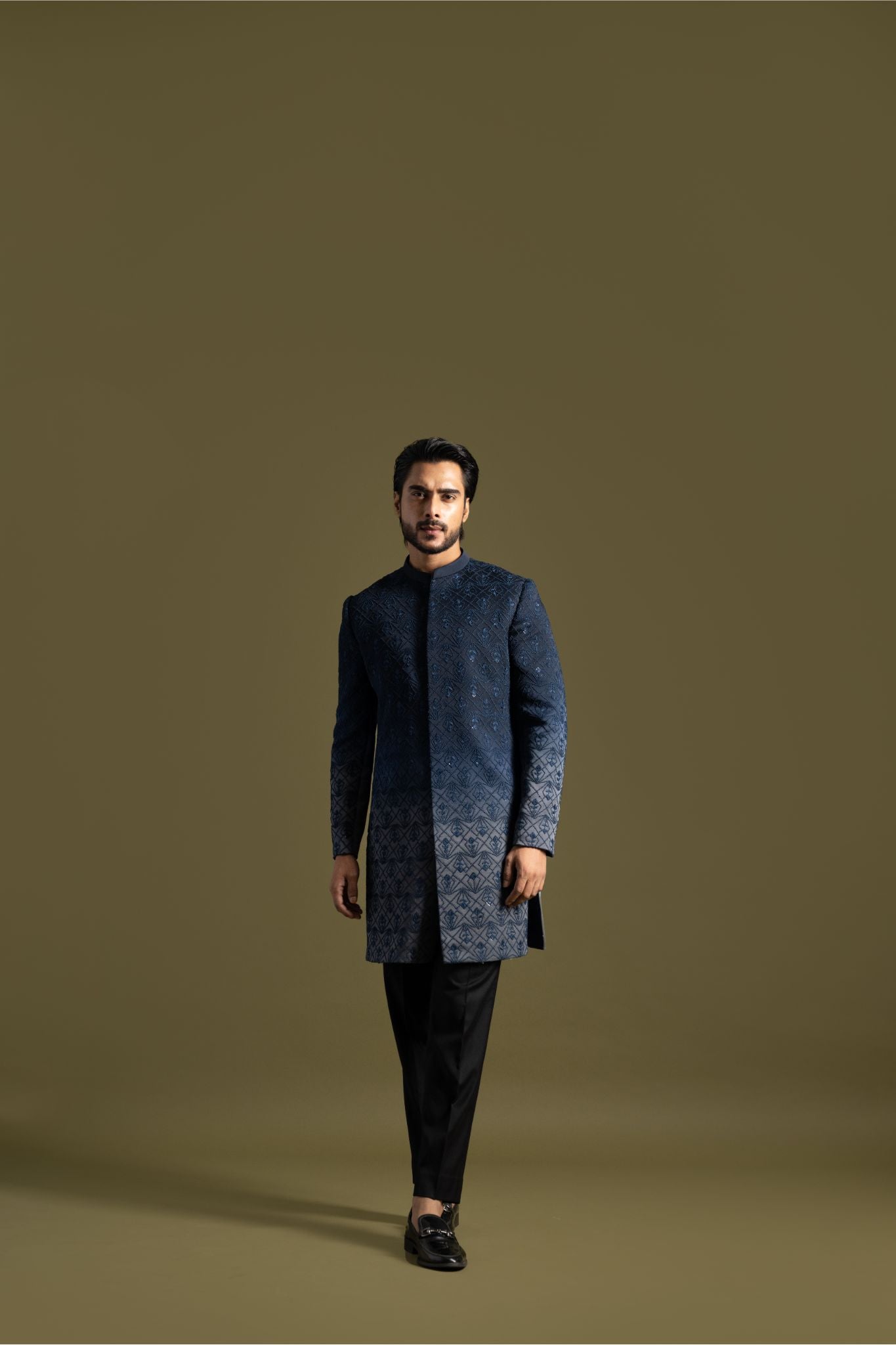 BLUE & GREY OMBRE ACHKAN SET