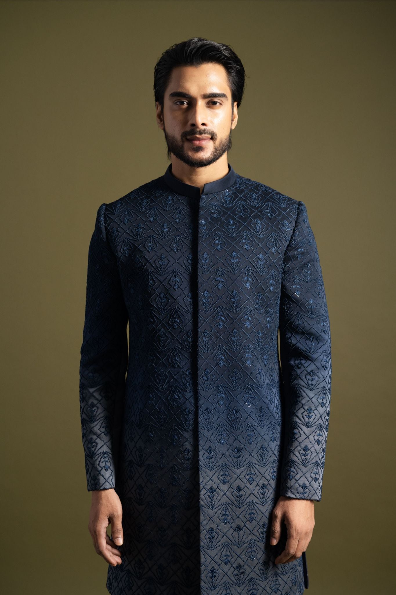 BLUE & GREY OMBRE ACHKAN SET