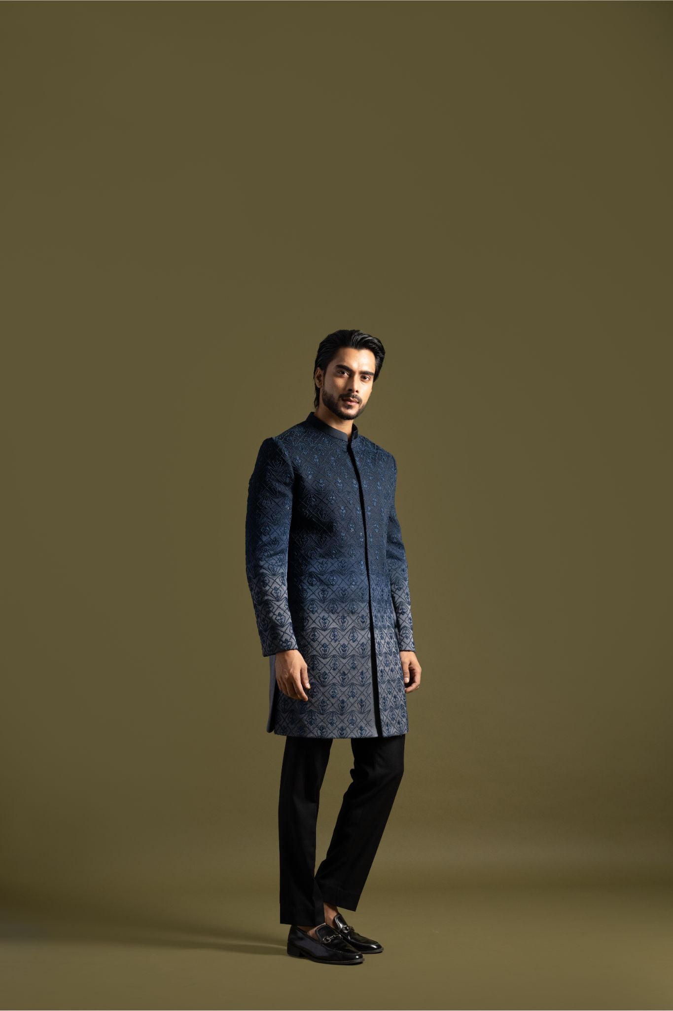 BLUE & GREY OMBRE ACHKAN SET