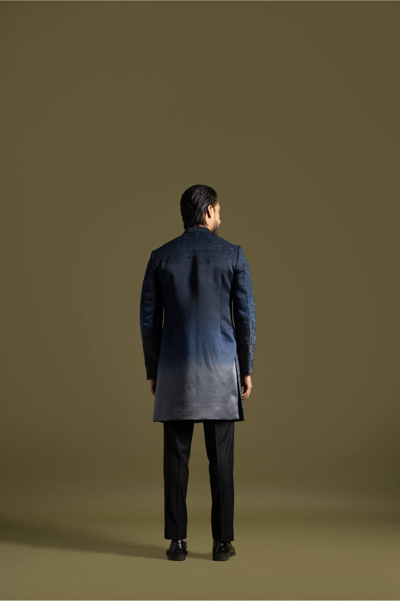 BLUE & GREY OMBRE ACHKAN SET