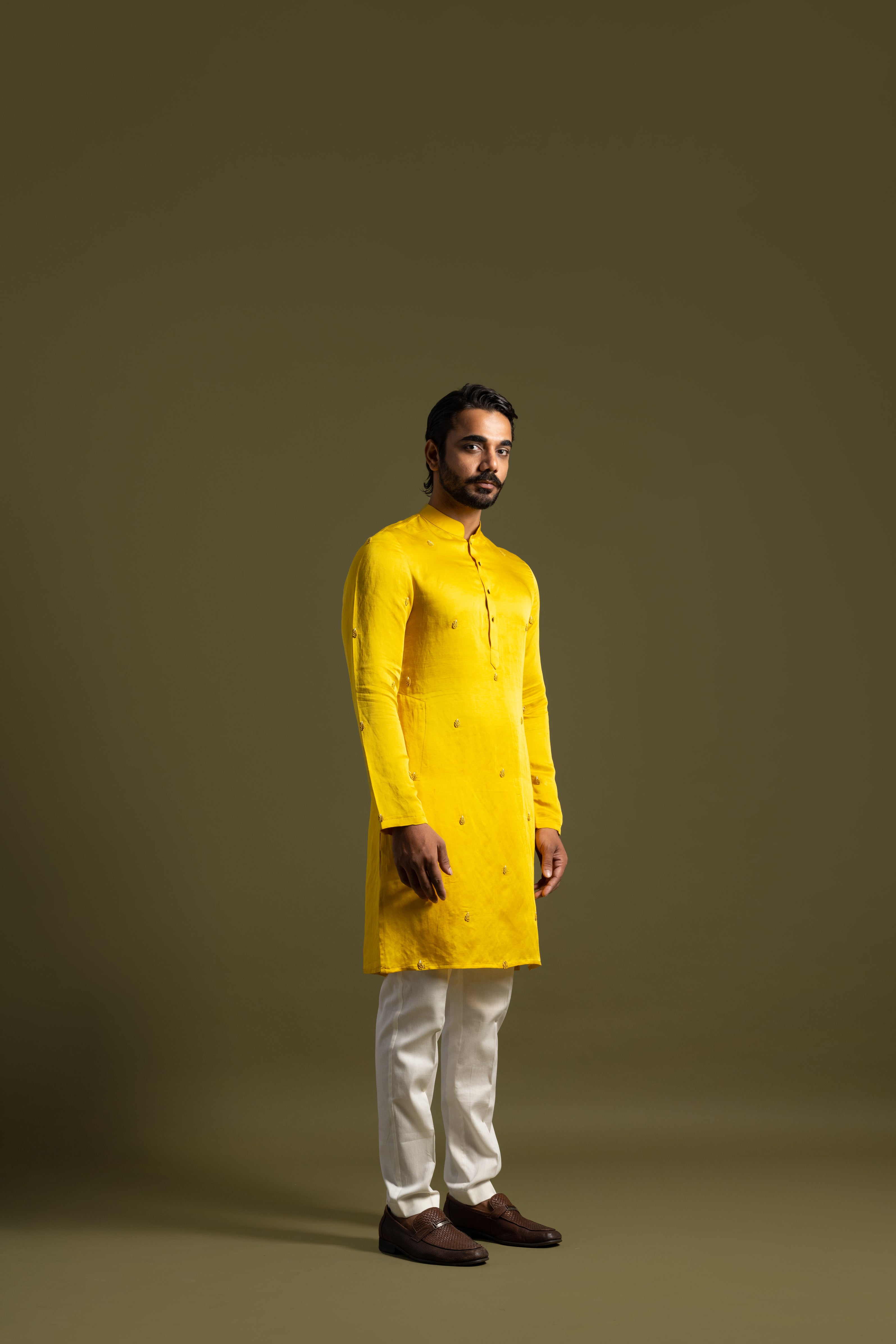 YELLOW BULLION LEAF KURTA SET
