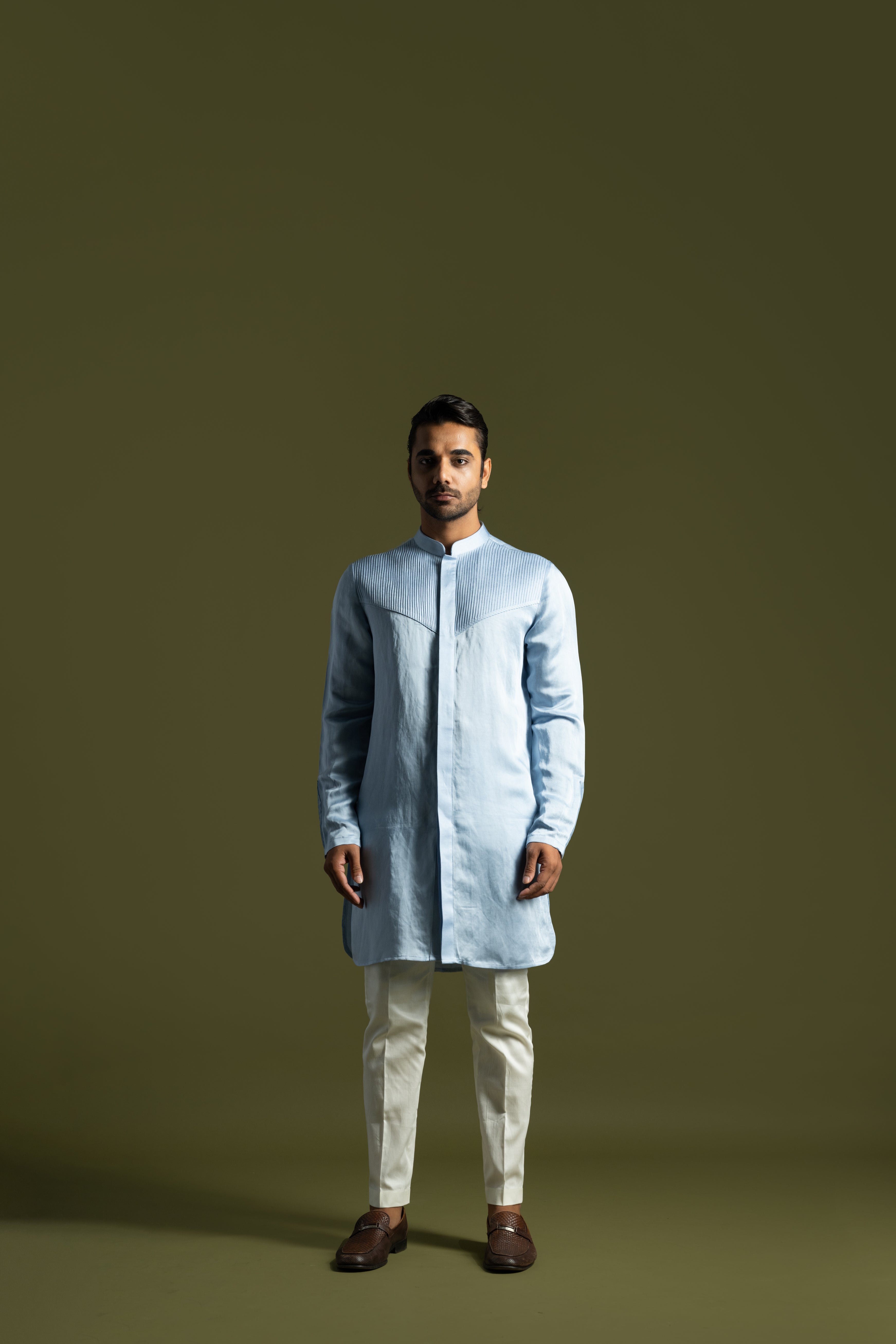 ICE BLUE PINTUCKS KURTA SET