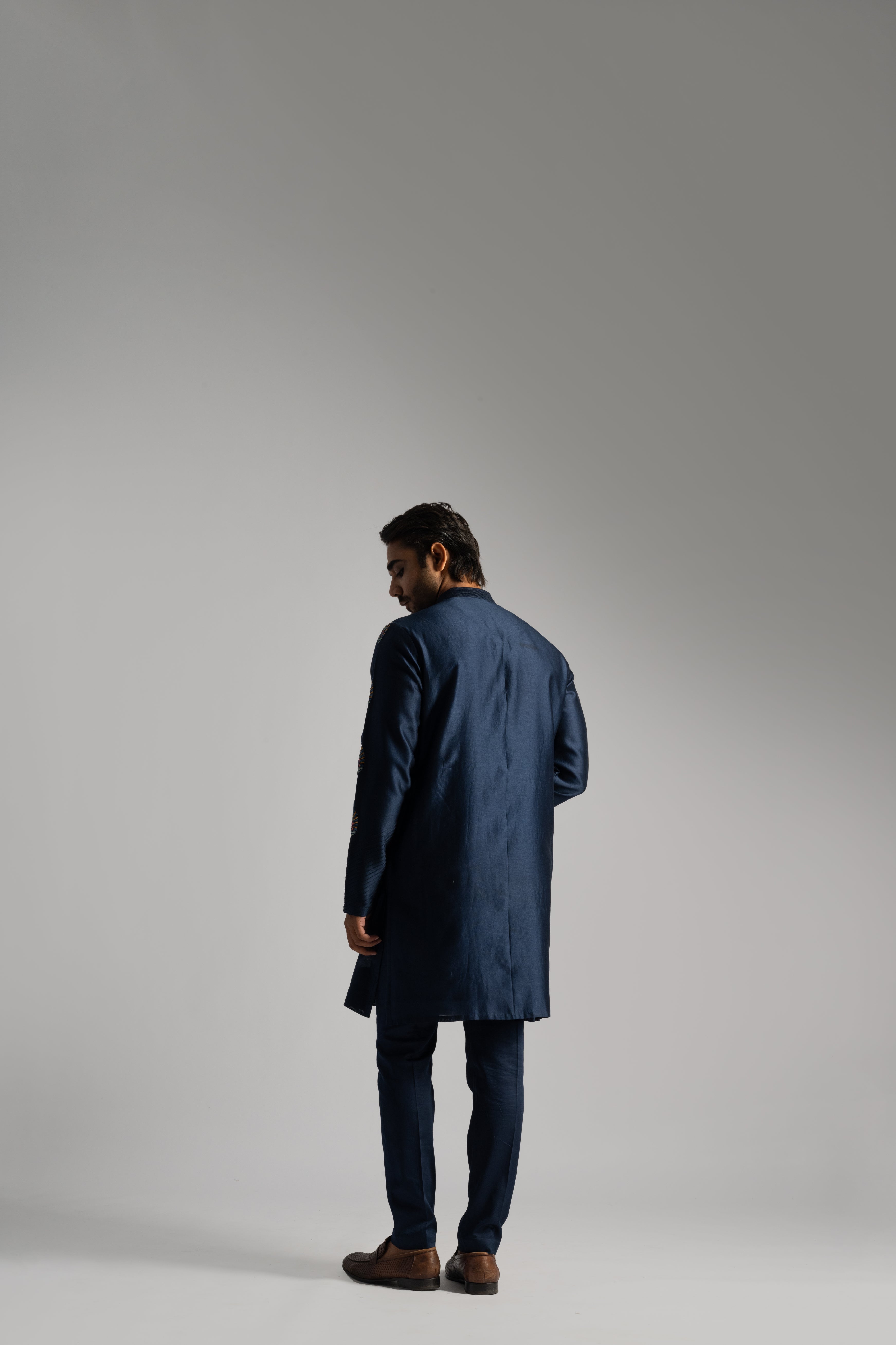 ROYAL BLUE SILK KURTA SET
