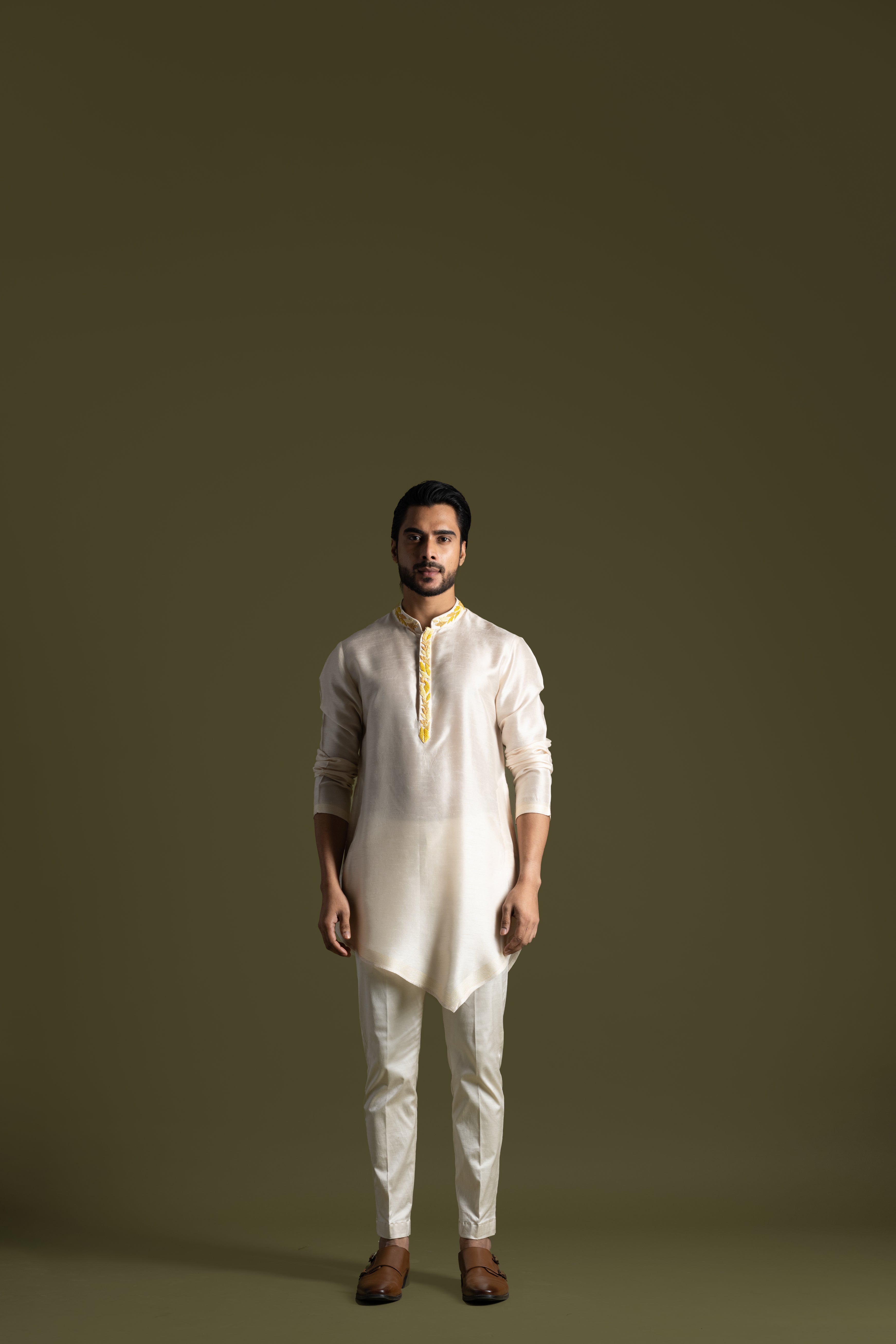 CREAM SILK KURTA SET