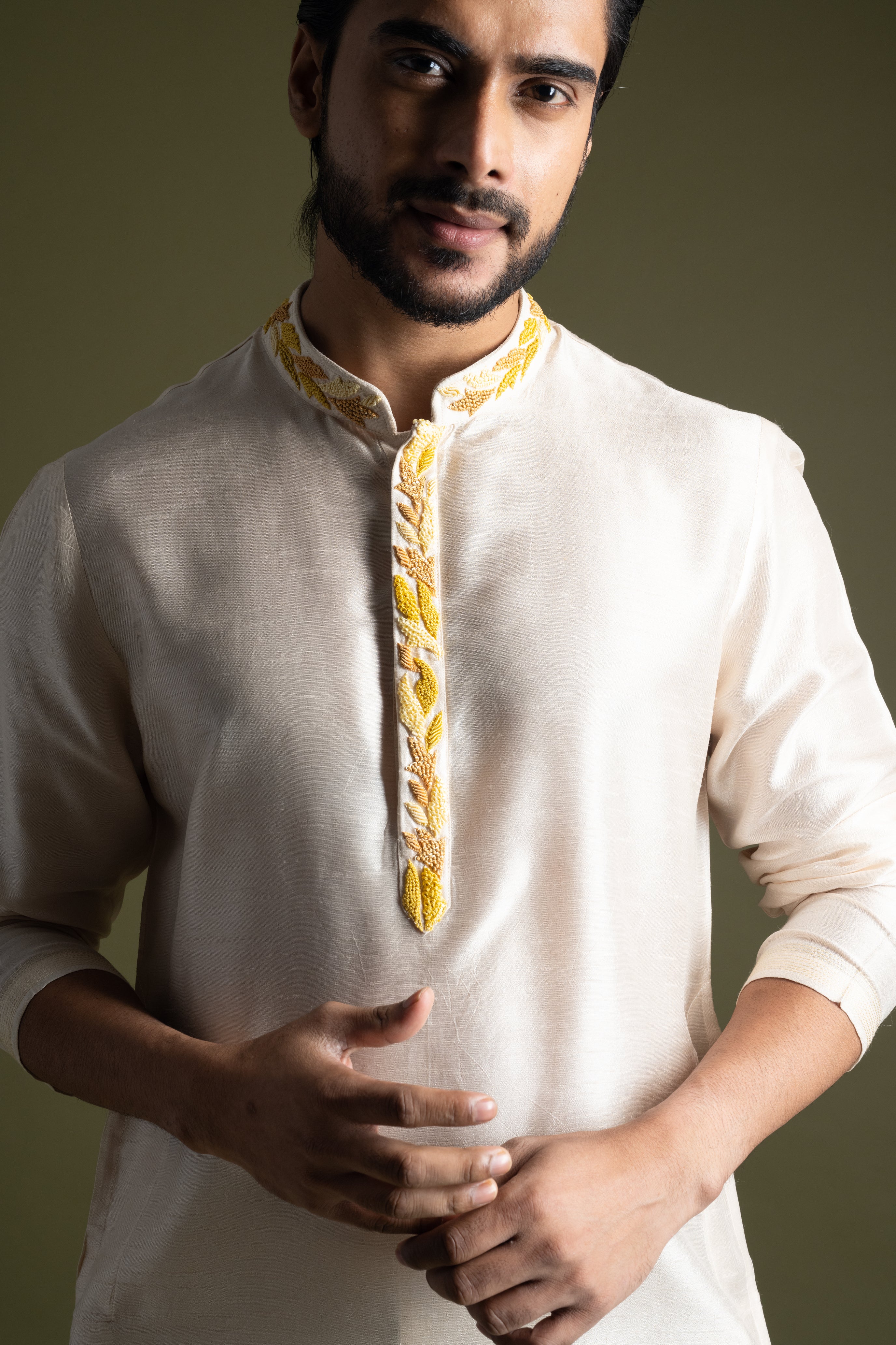 CREAM SILK KURTA SET