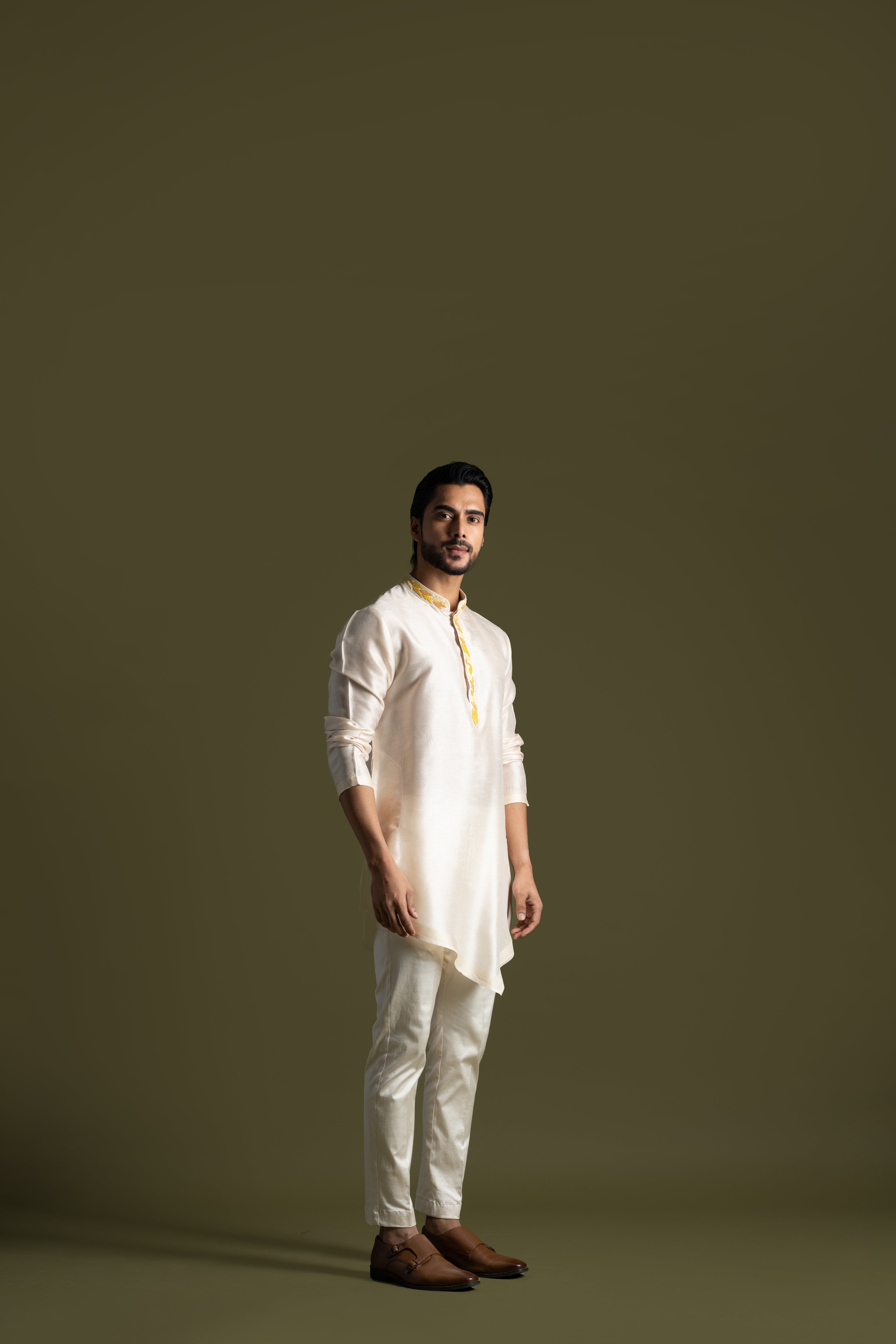 CREAM SILK KURTA SET