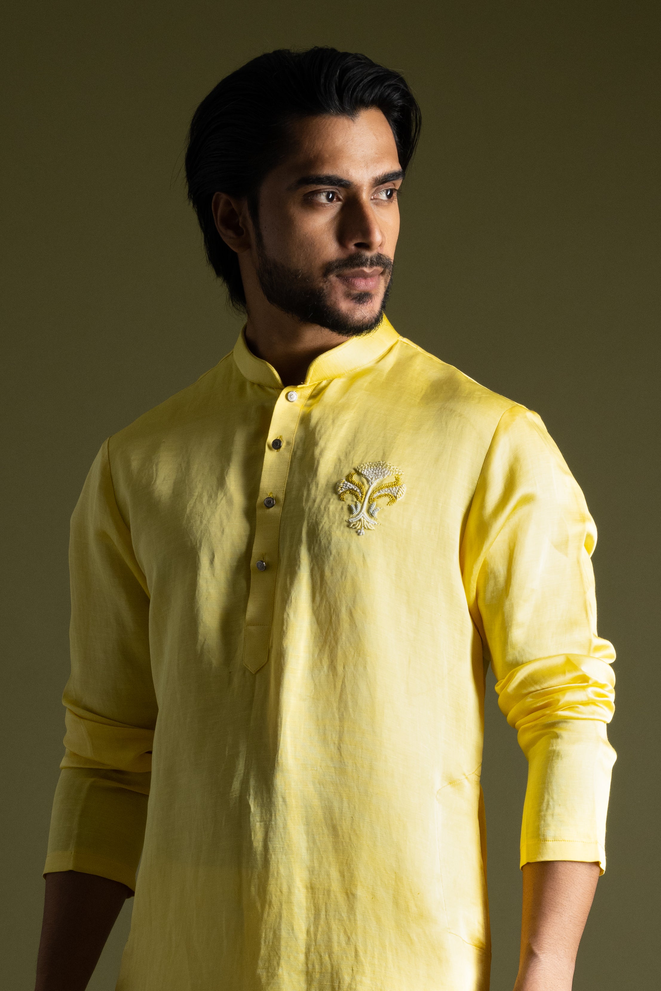 LINEN SUNSHINE YELLOW KURTA SET