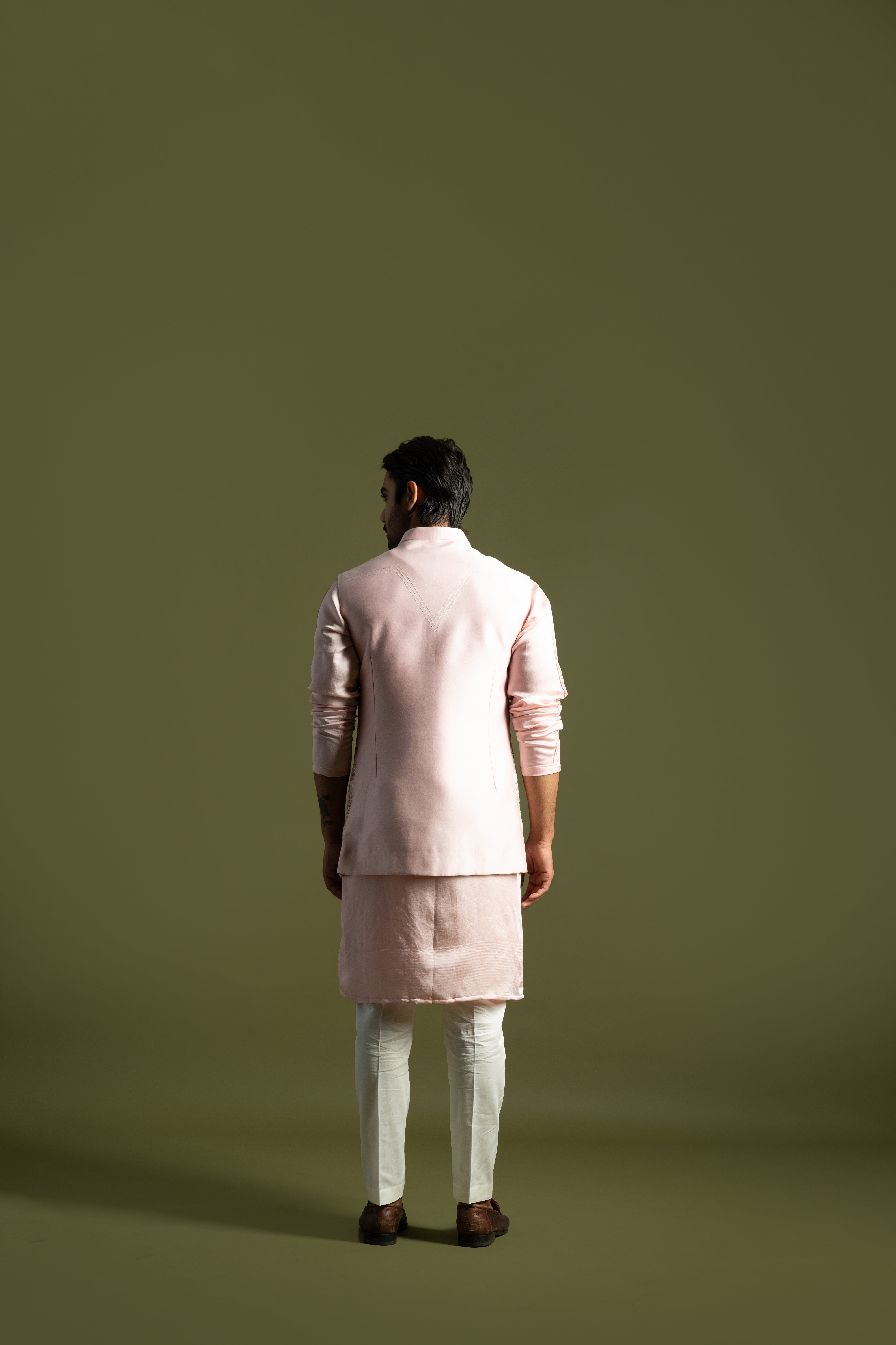 PASTEL PINK FRENCHKNOTS NEHRU KURTA SET