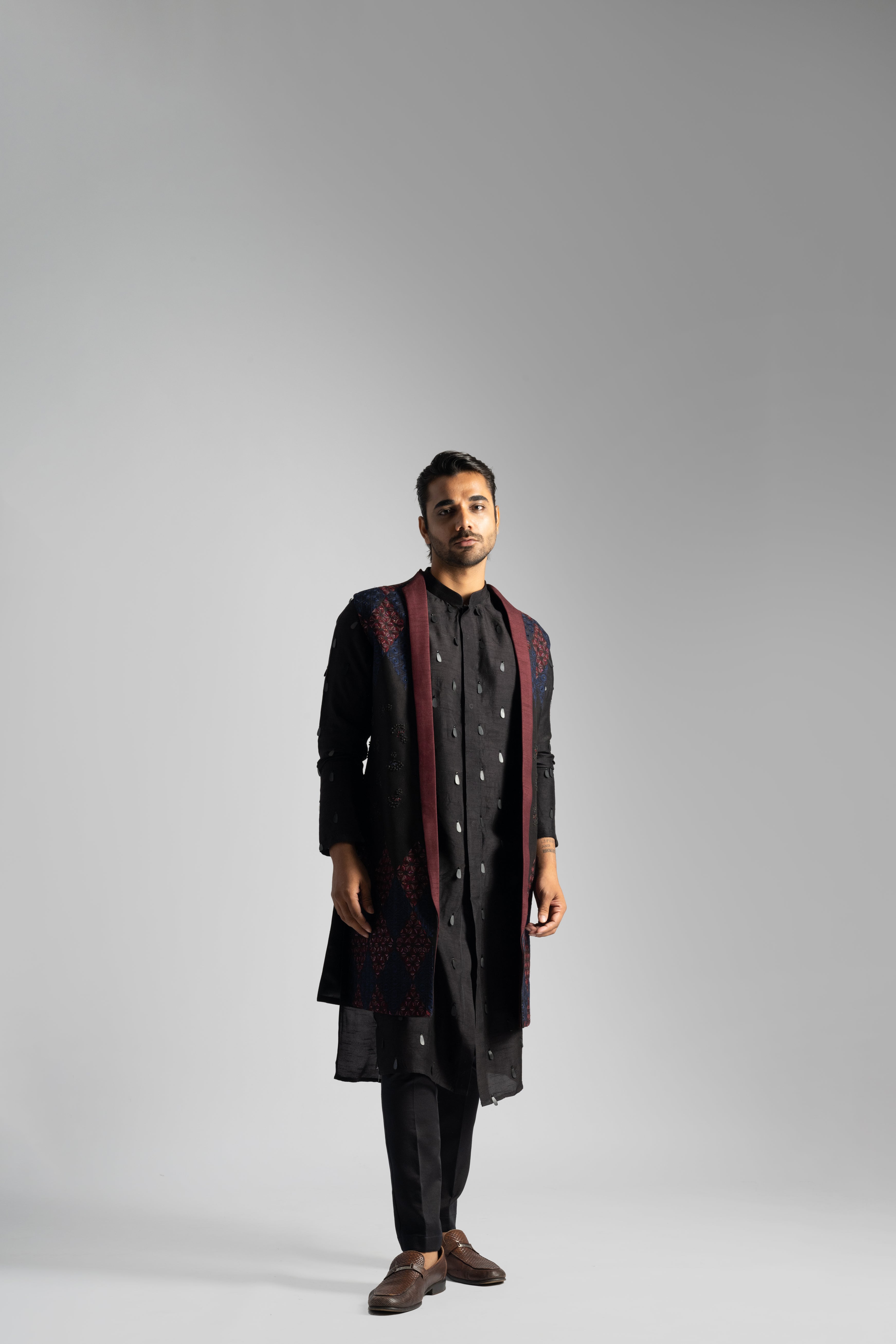 BROWN & MAROON NEHRU & SHIRT KURTA SET