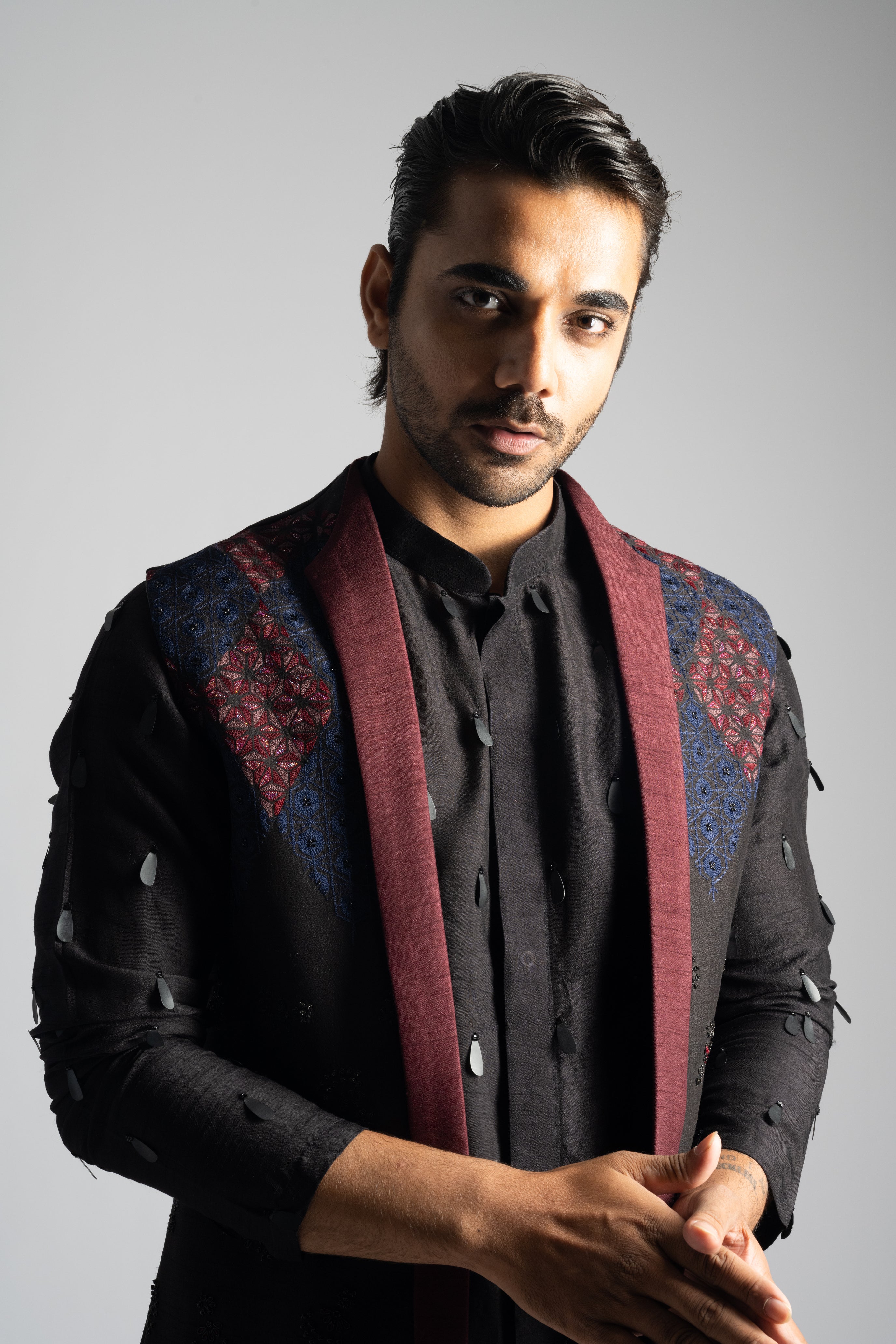 BROWN & MAROON NEHRU & SHIRT KURTA SET