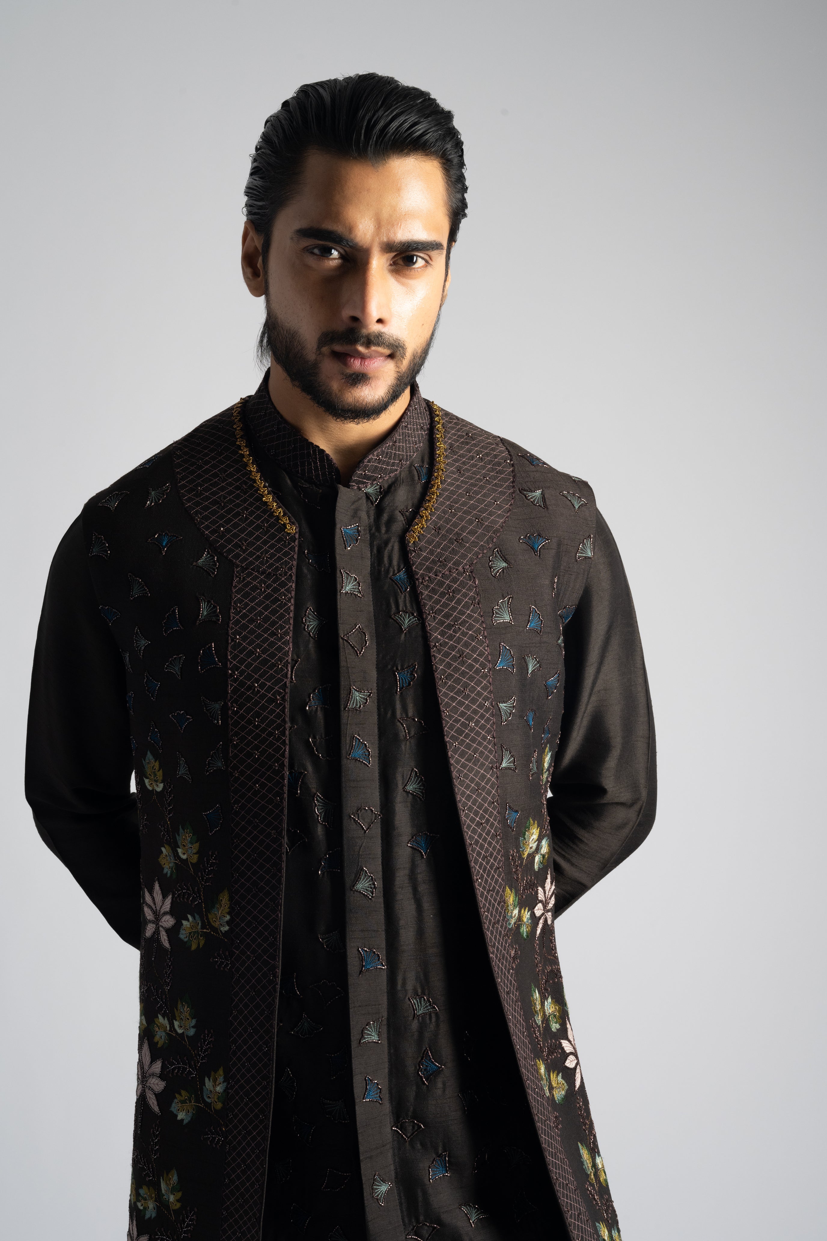 DEEP BROWN LONG NEHRU KURTA SET