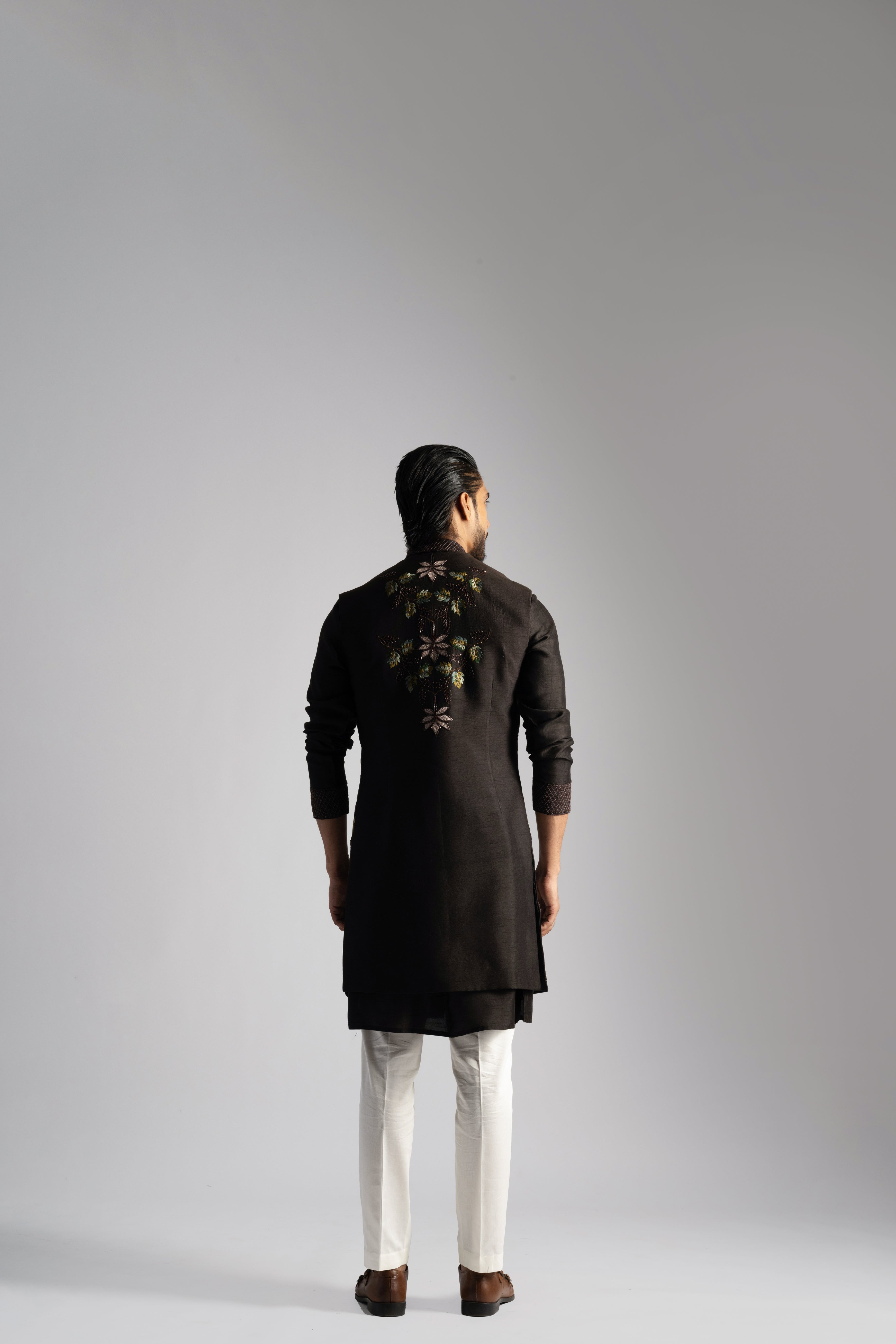 DEEP BROWN LONG NEHRU KURTA SET