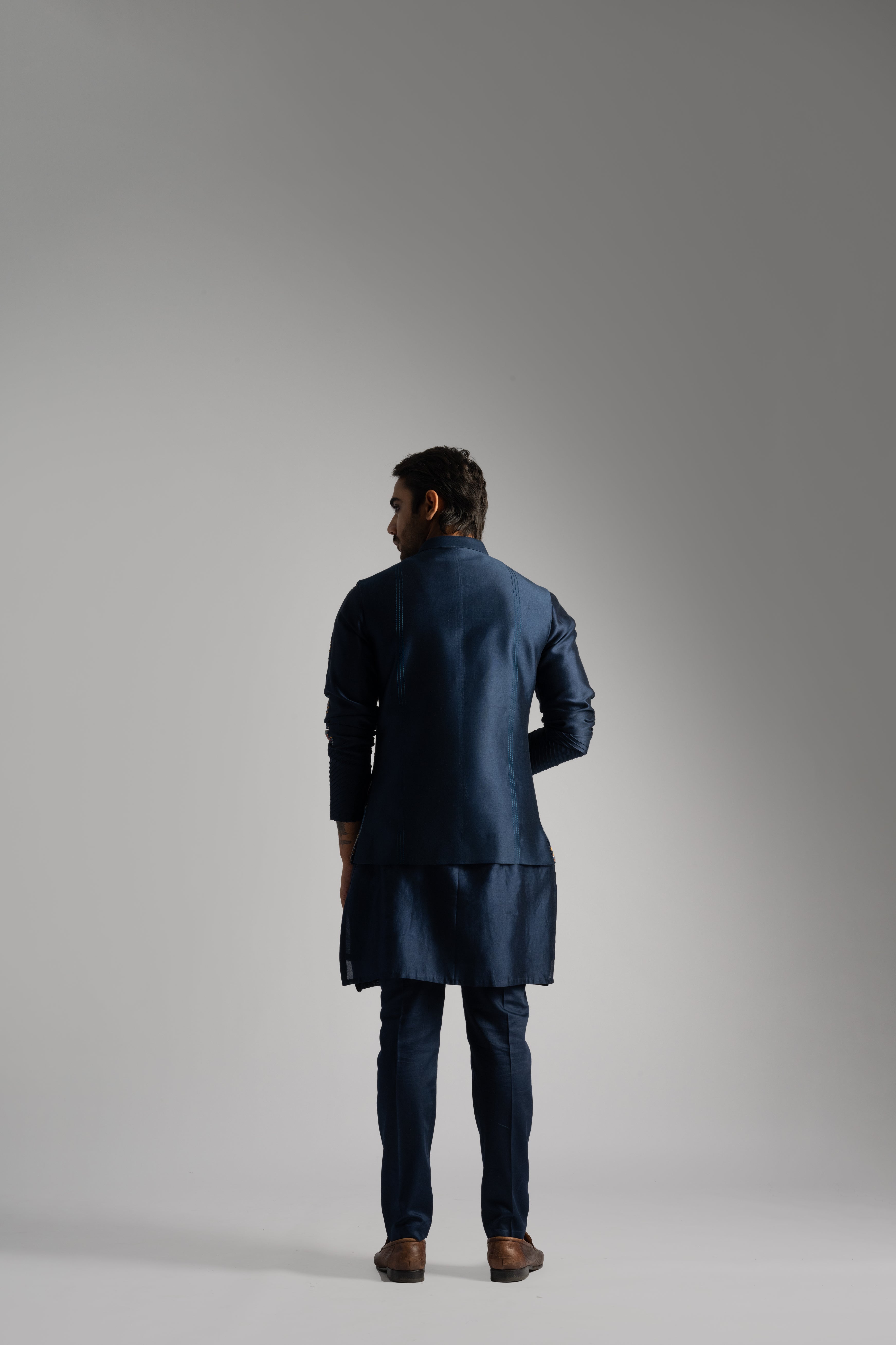 ROYAL BLUE EGYPTIAN MOTIFS NEHRU KURTA SET