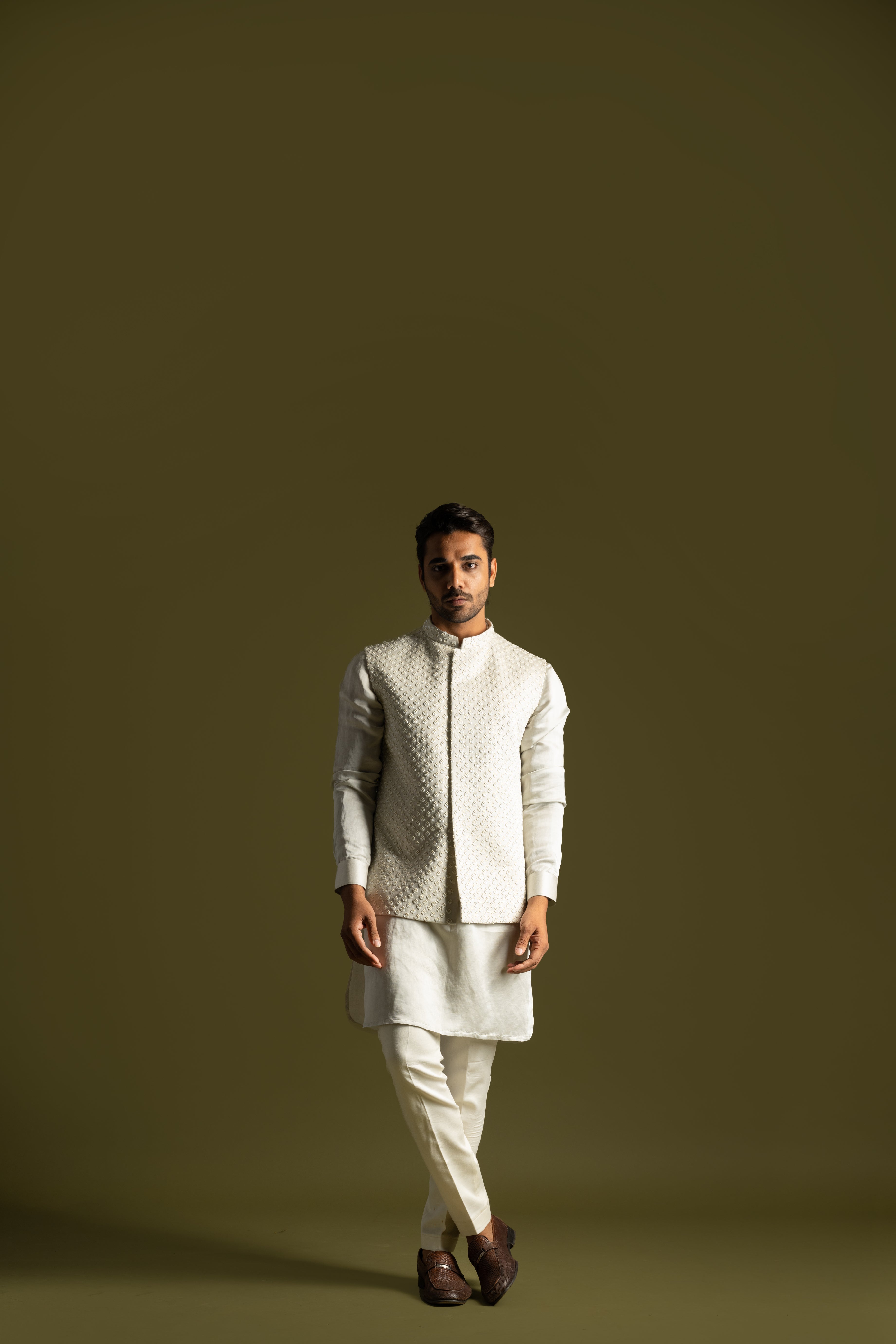 GREY FRENCHKNOTS NEHRU KURTA SET