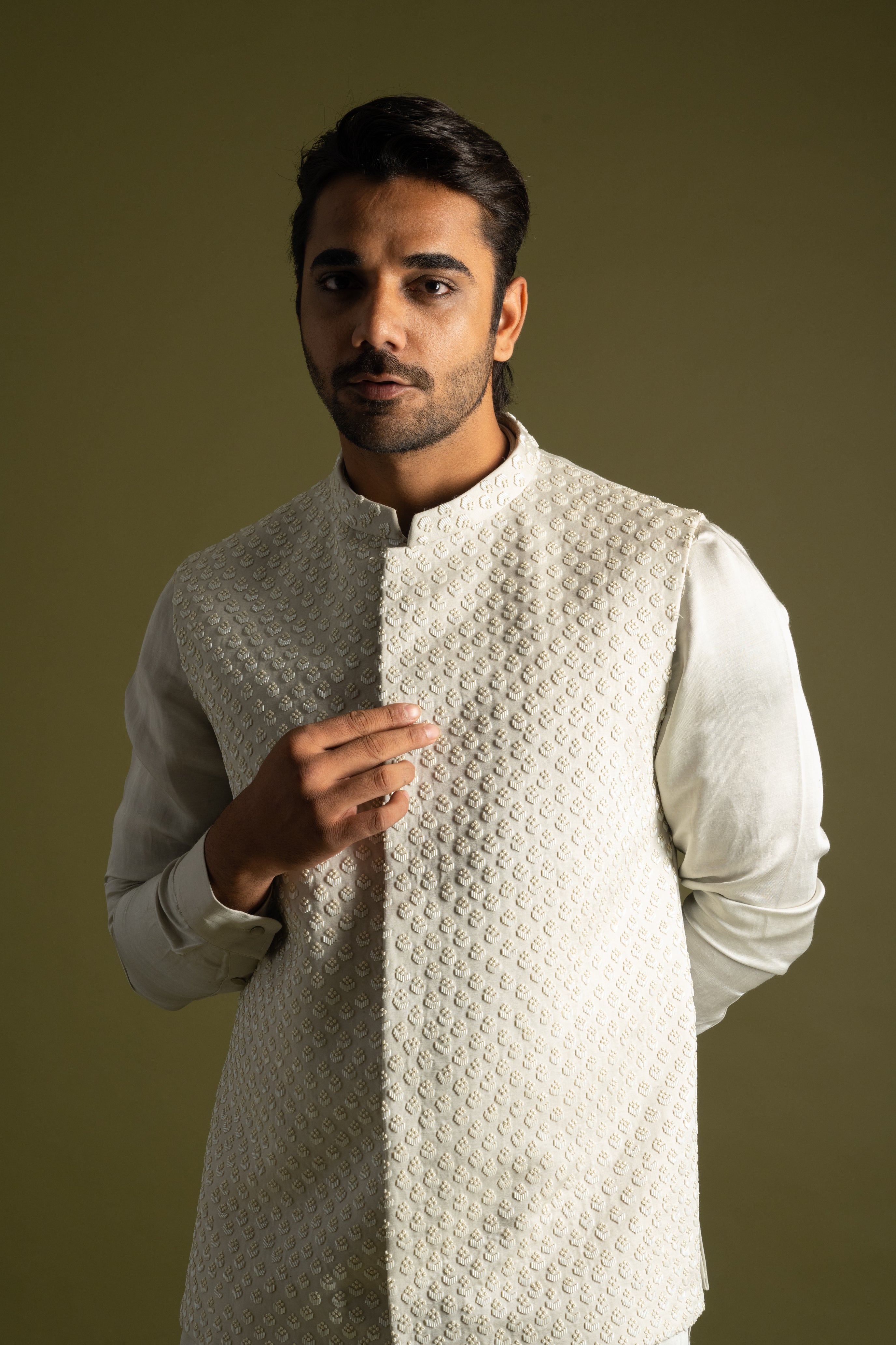 GREY FRENCHKNOTS NEHRU KURTA SET