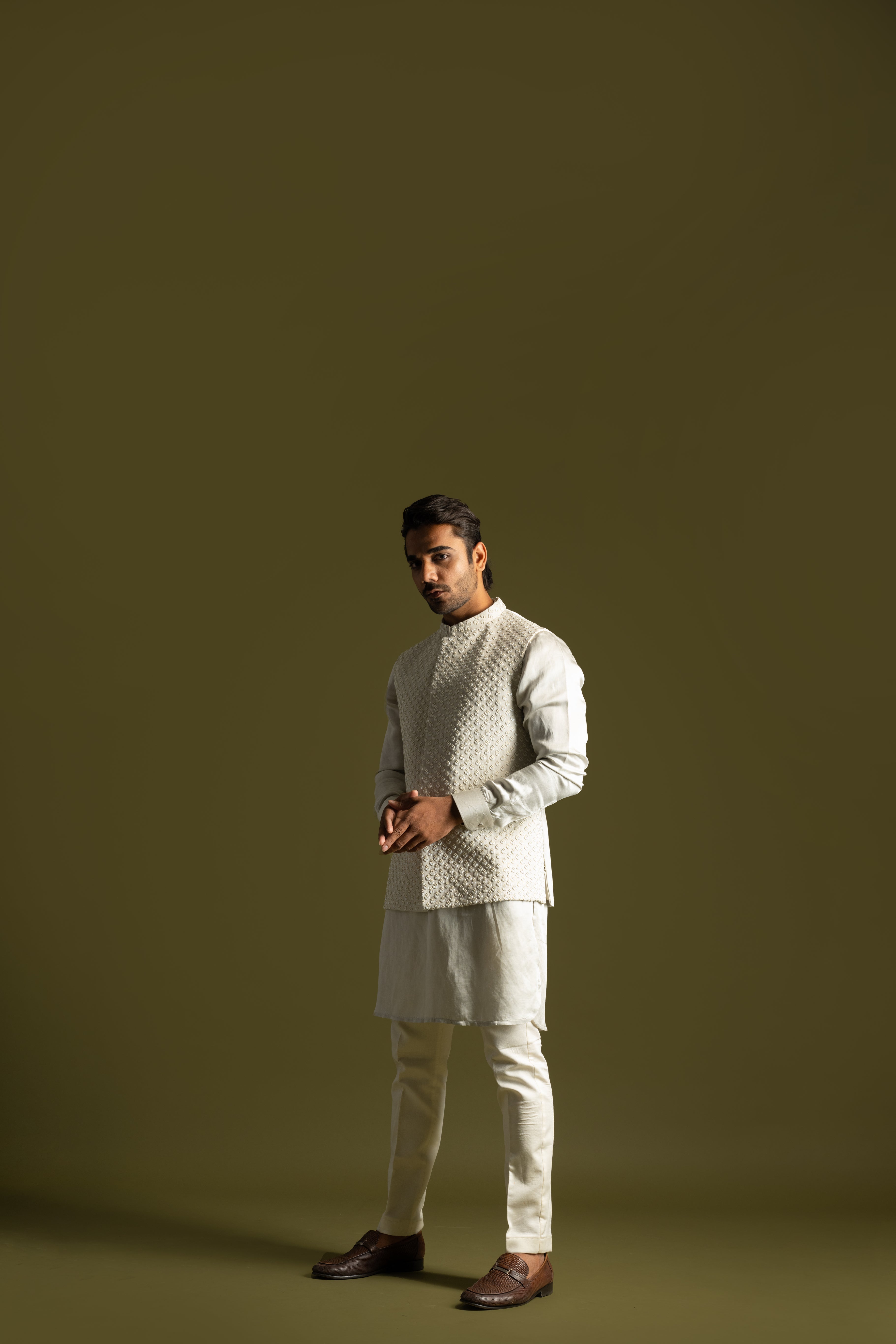 GREY FRENCHKNOTS NEHRU KURTA SET