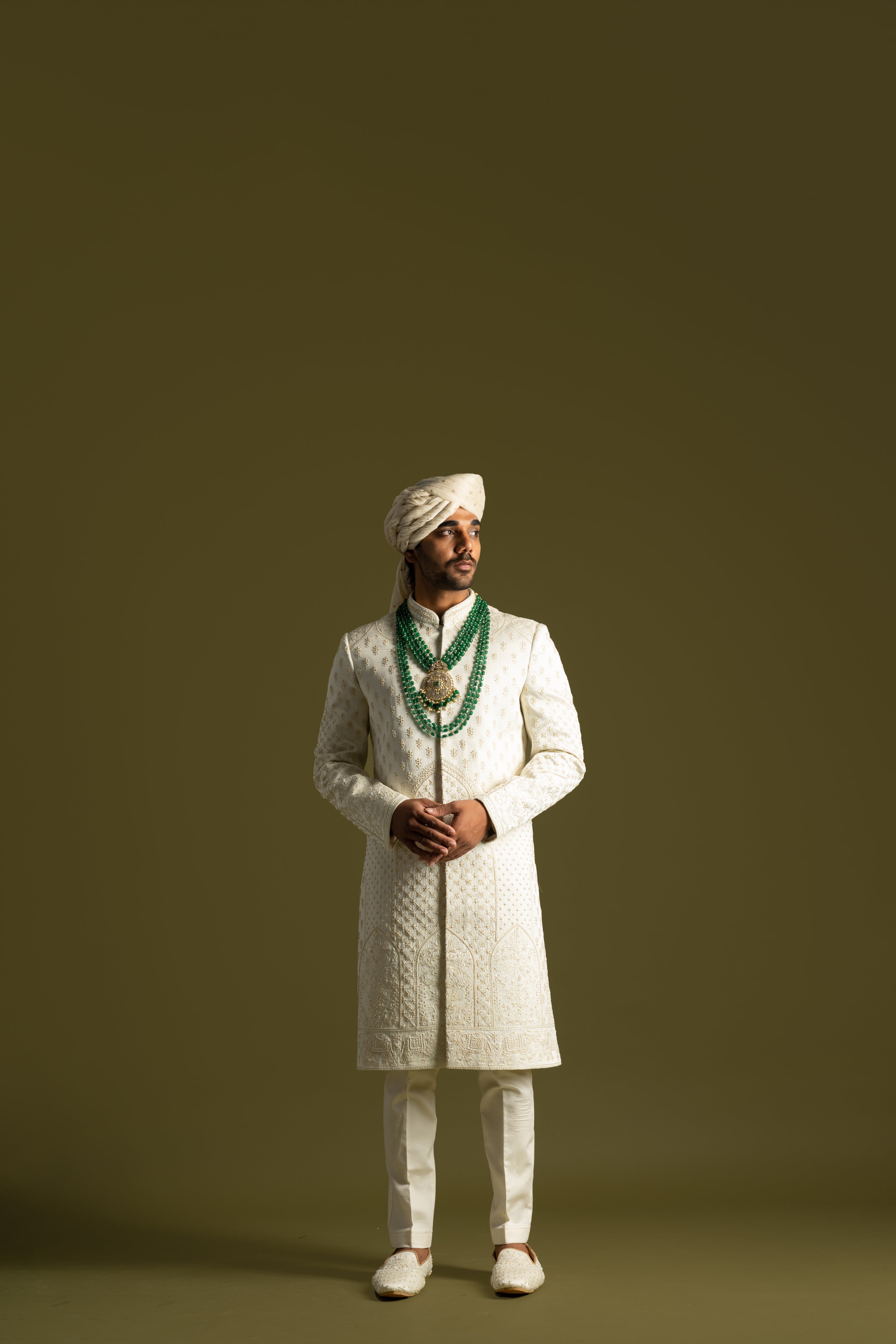 IVORY TONAL EMBROIDERED SHERWANI SET