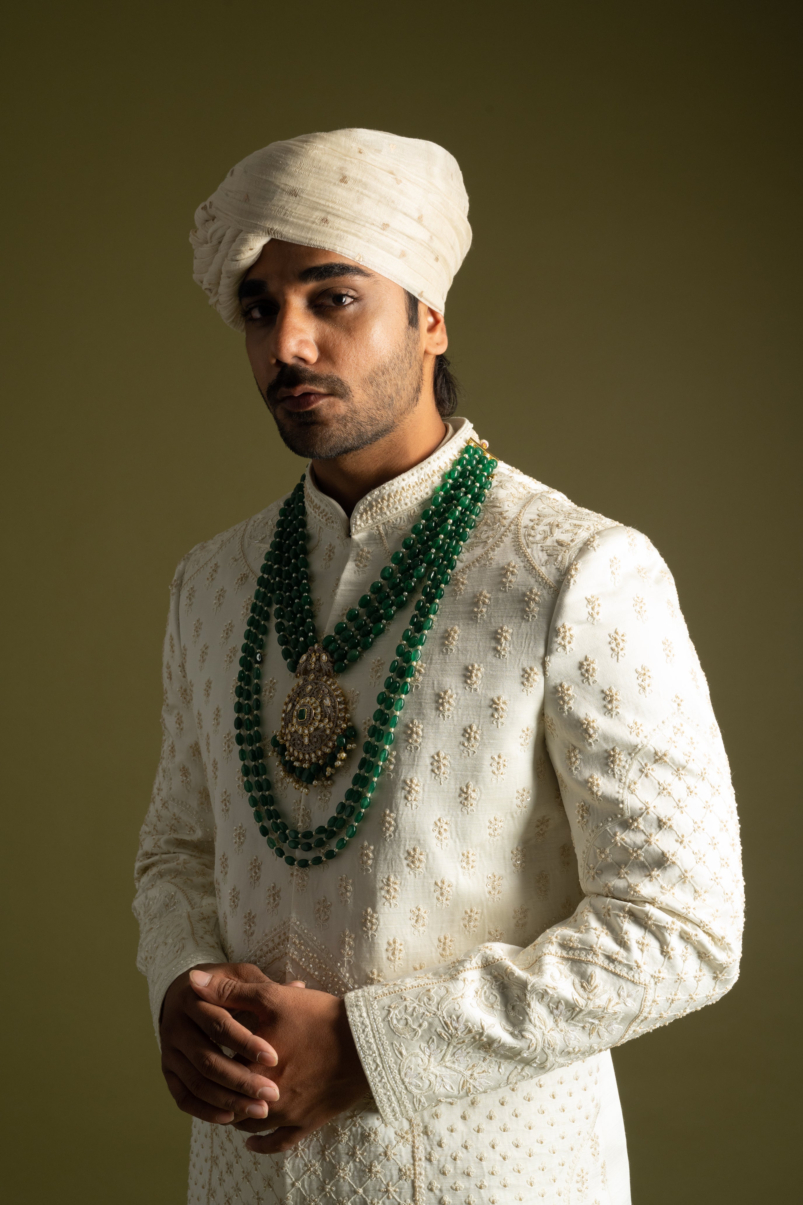 IVORY TONAL EMBROIDERED SHERWANI SET