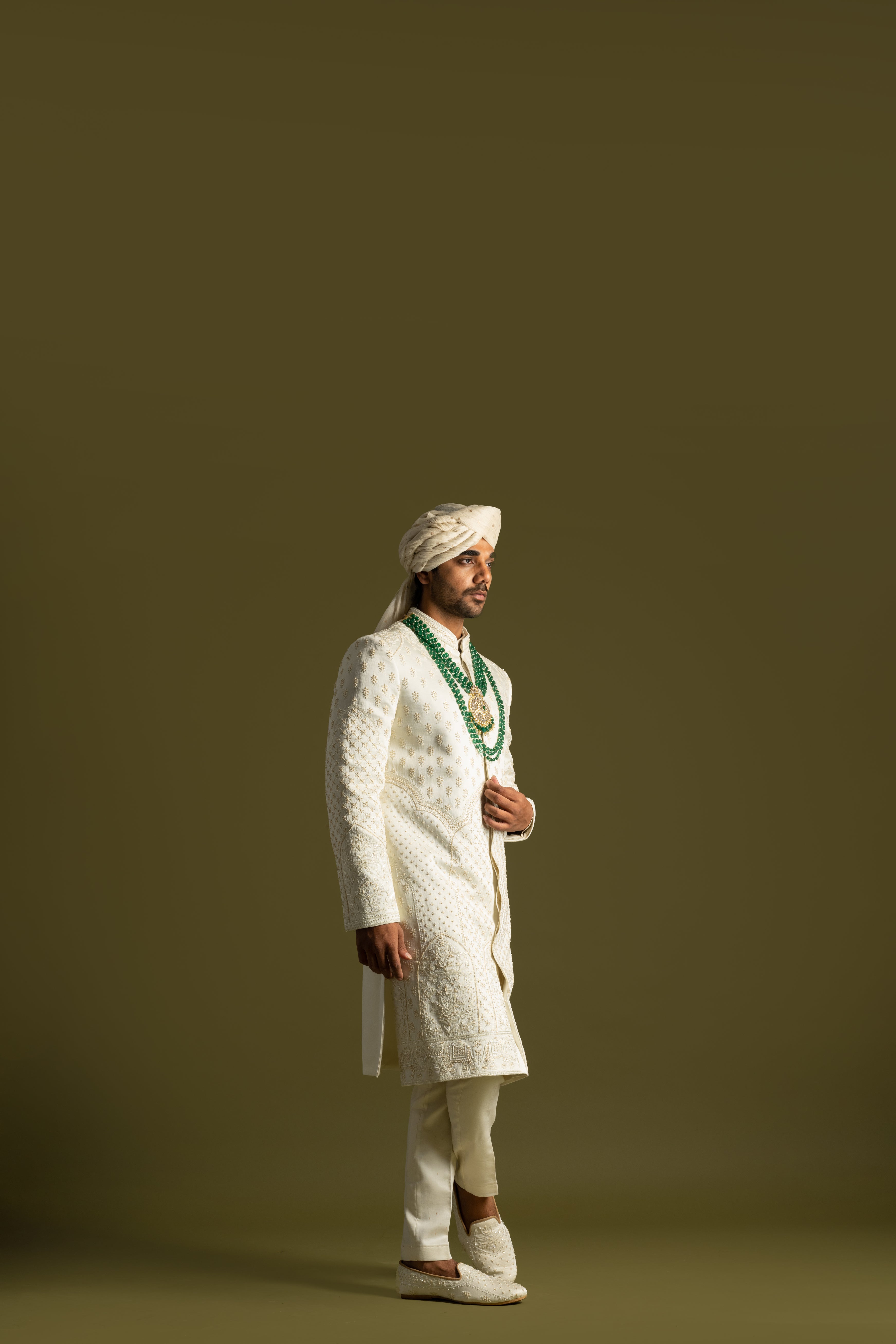 IVORY TONAL EMBROIDERED SHERWANI SET