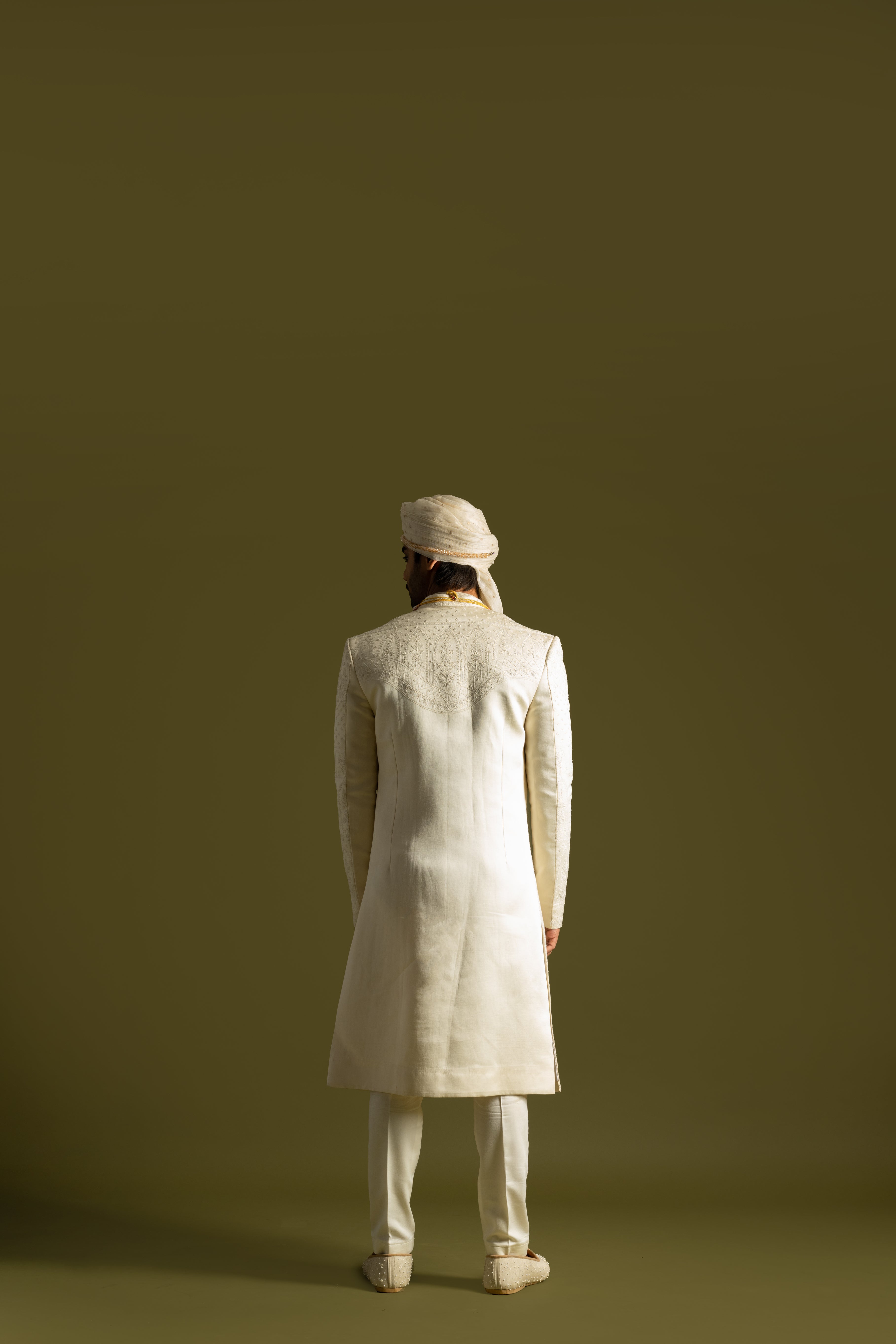 IVORY TONAL THREADWORK SHERWANI SET