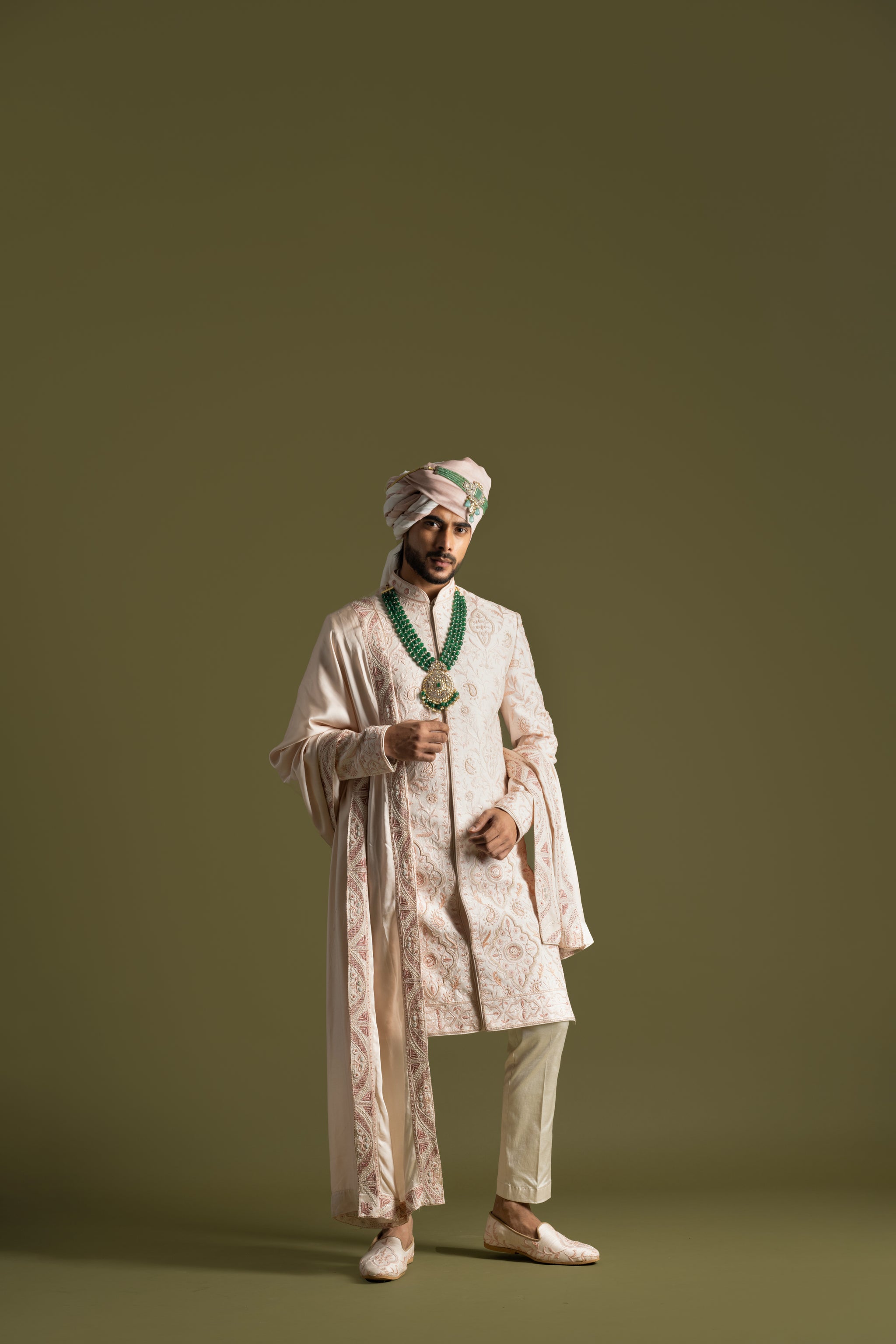 Sophisticated Gold Sherwani Set with Handcrafted Embroidery main image 1