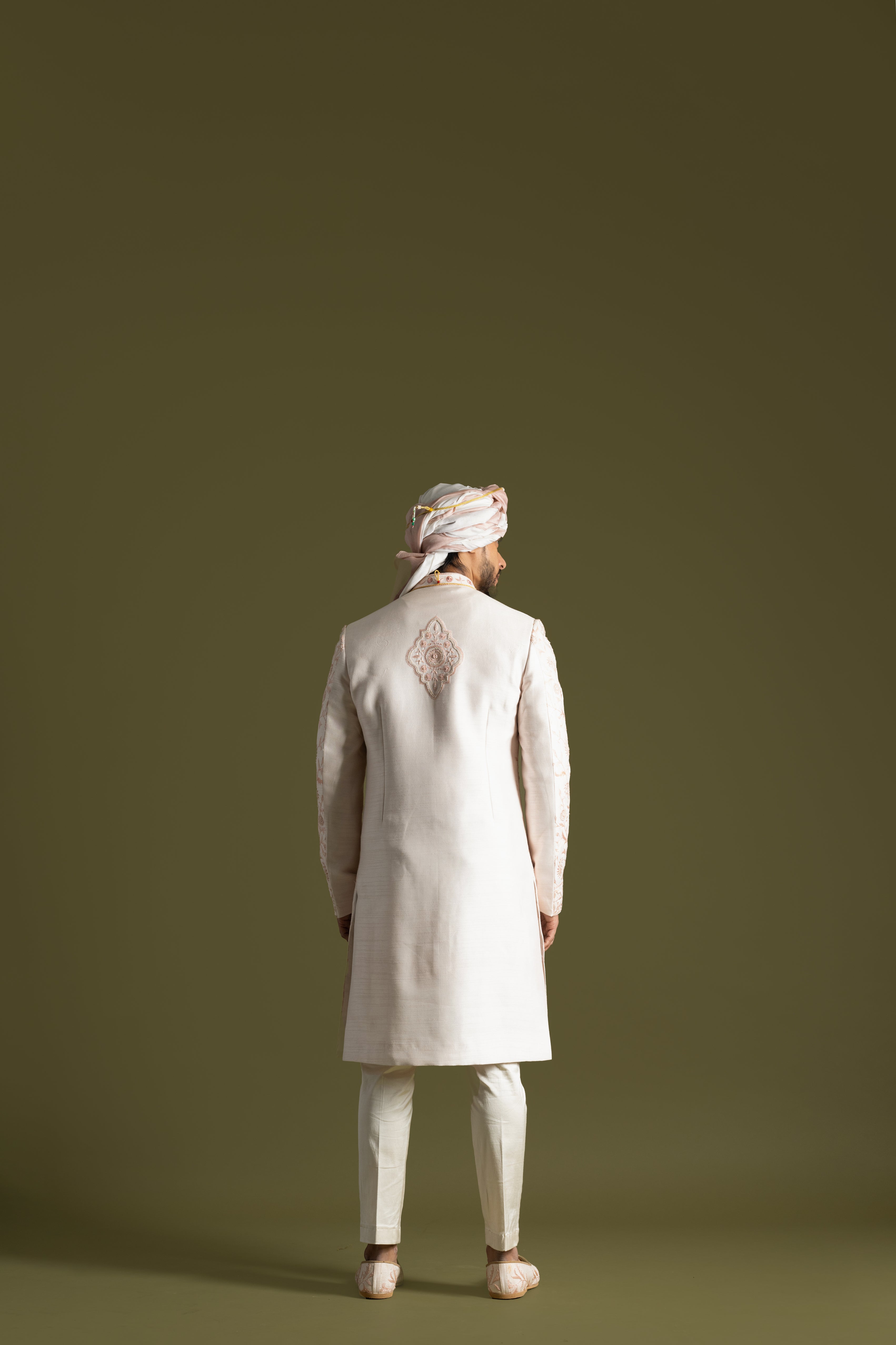 POWDER PINK WITH ROSE GOLD EMBROIDERY SHERWANI SET