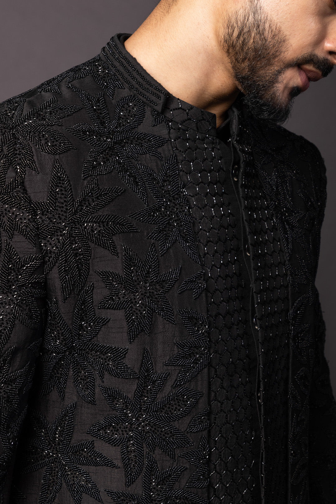 BLACK FORAL DP ACHKAN