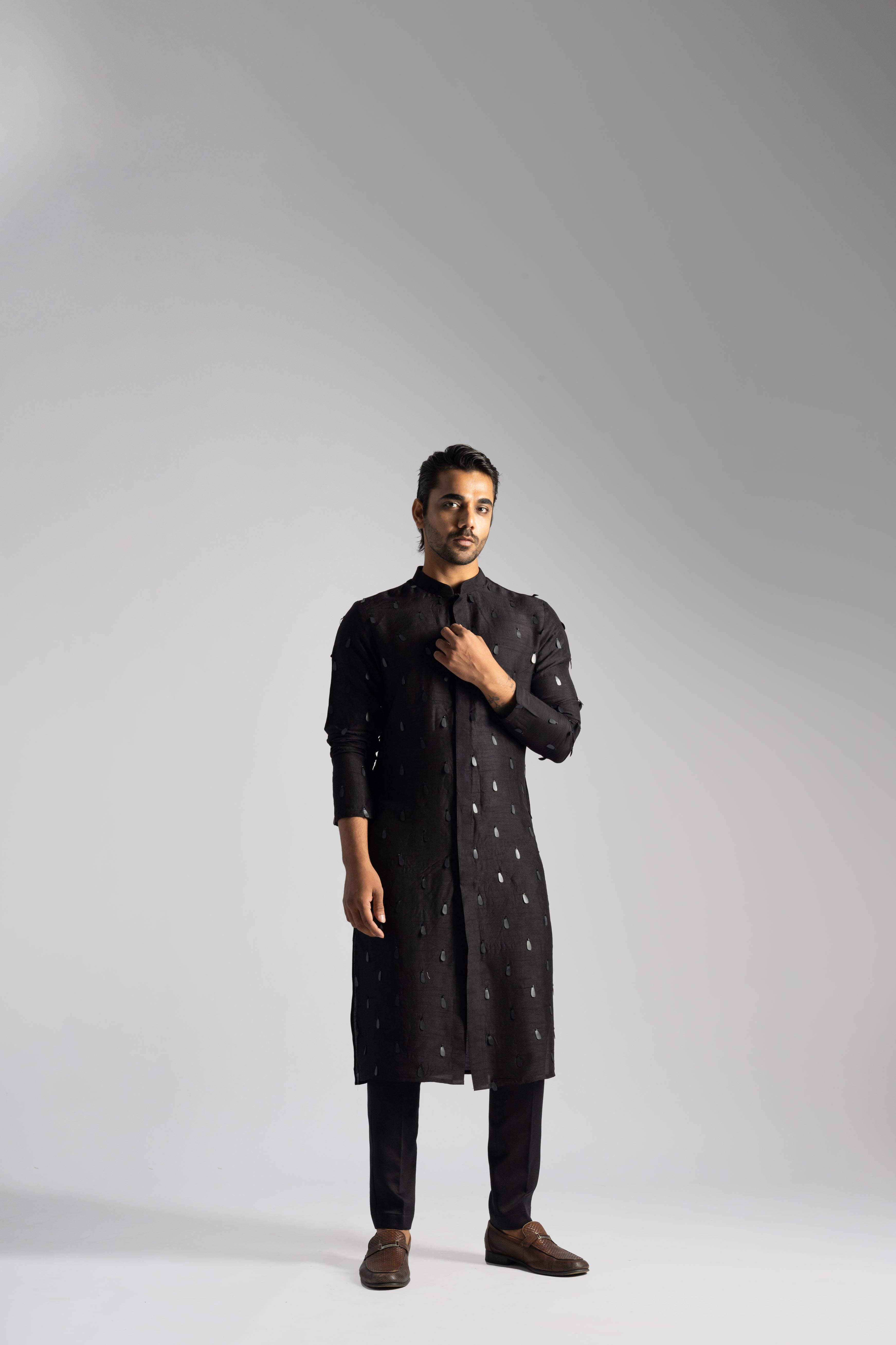JET BLACK 3D KURTA SET