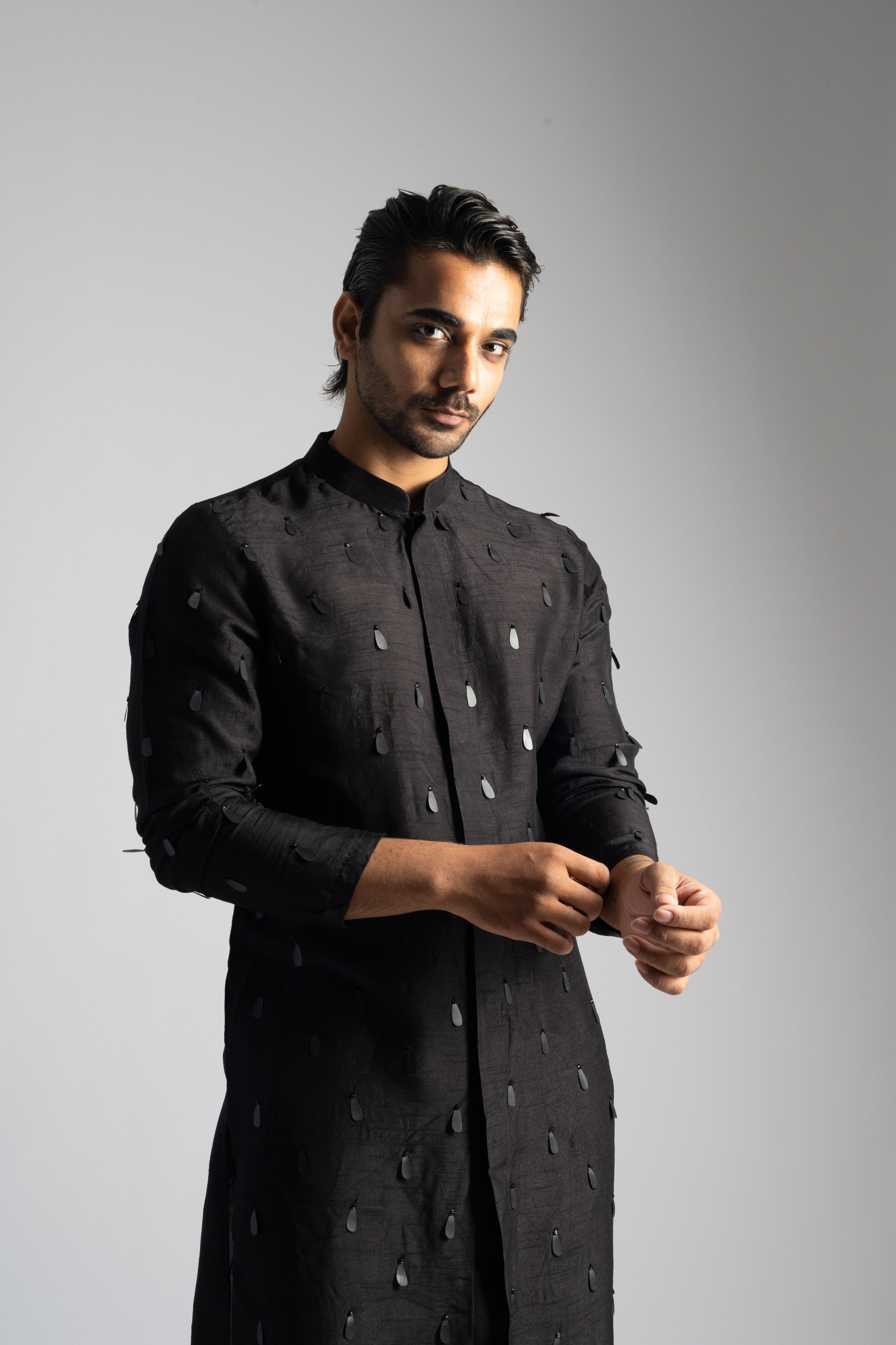 JET BLACK 3D KURTA SET