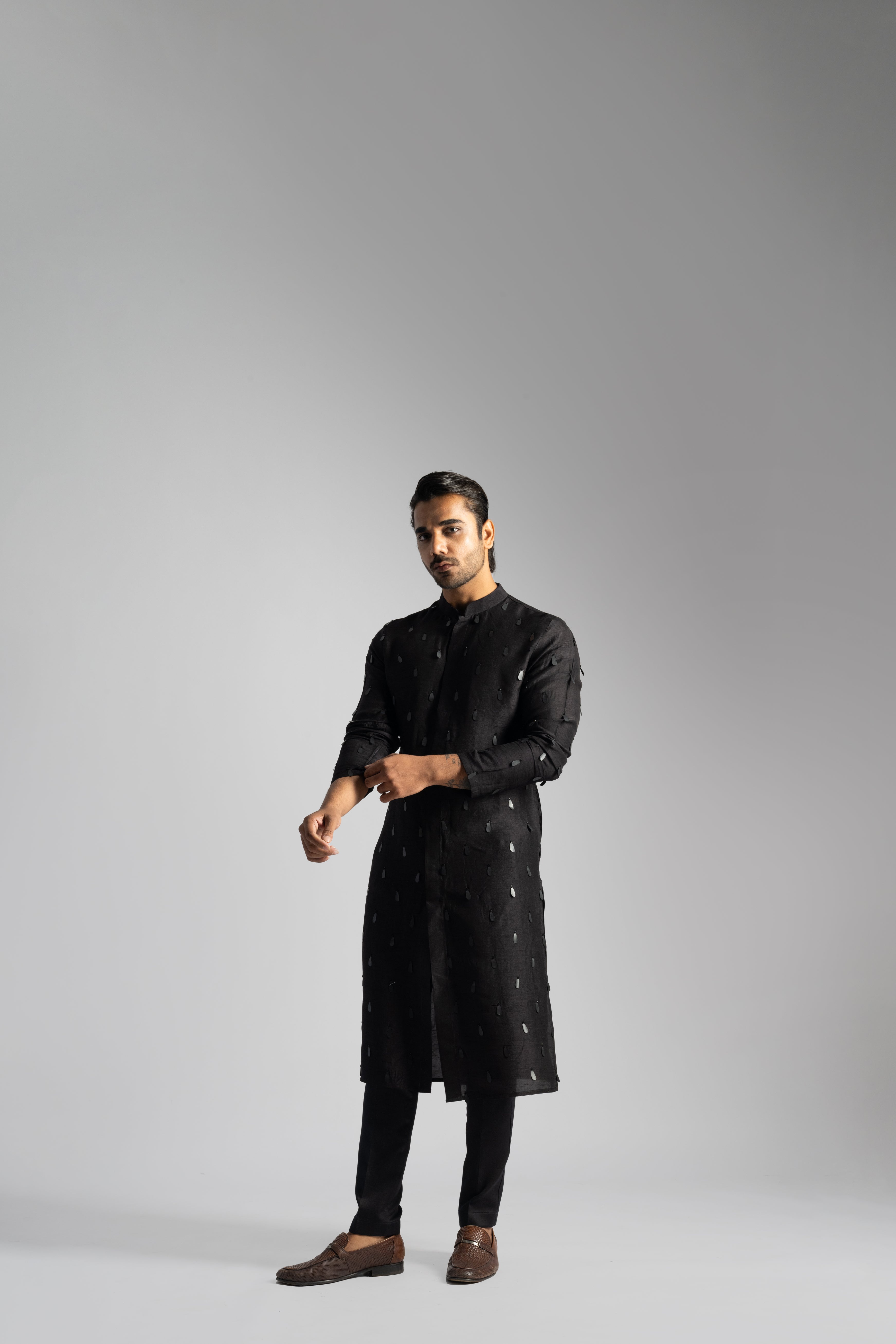 JET BLACK 3D KURTA SET