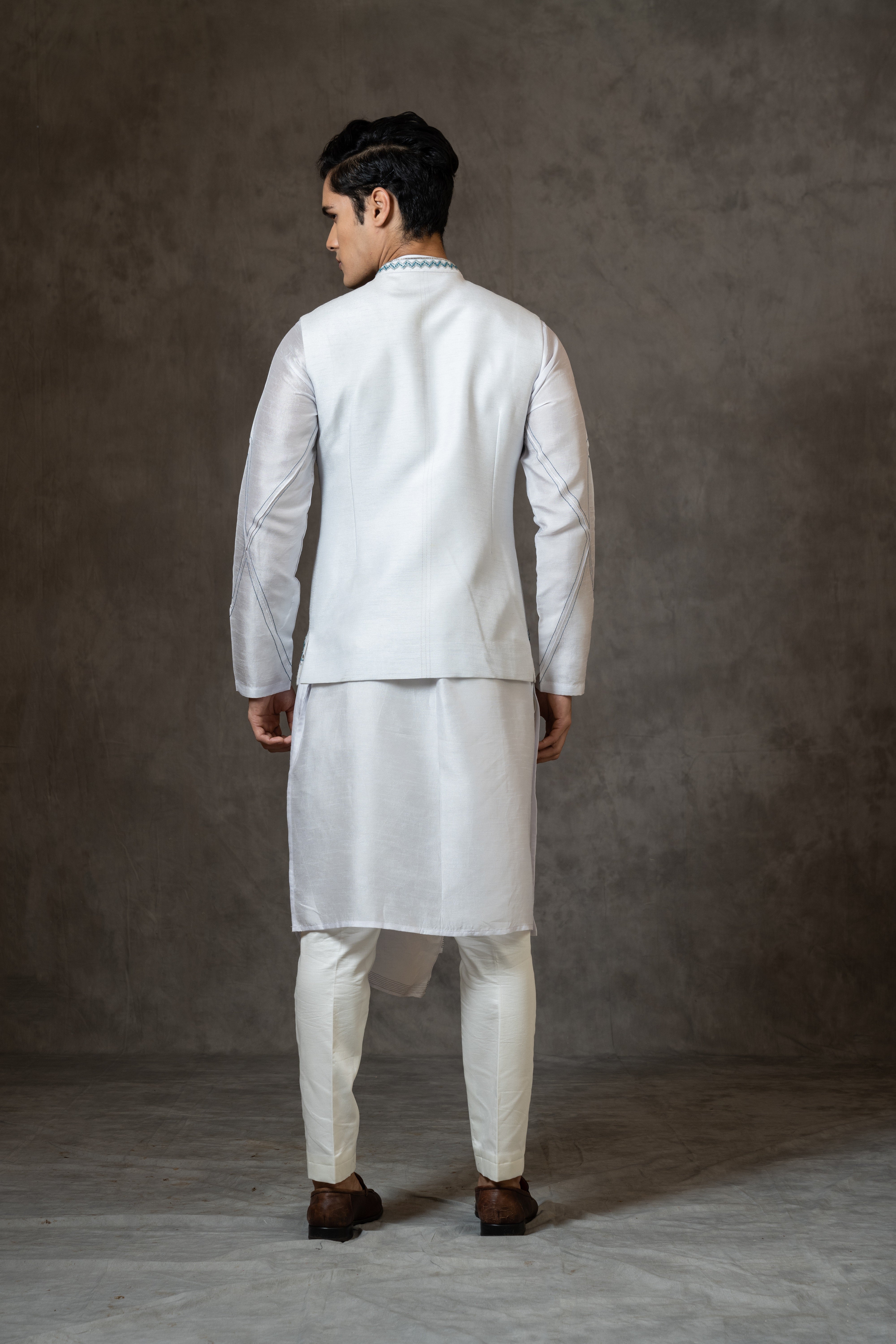 Faded Bam Silk Nehru jacket