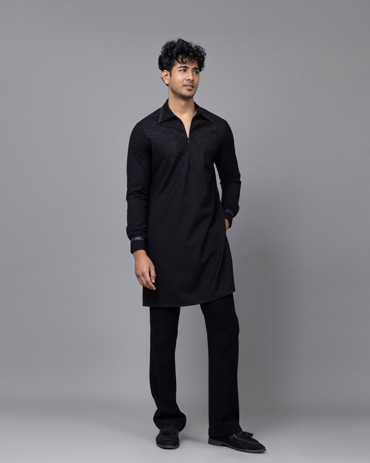 Black Monarch kurta set by Paarsh Atelier, Aarohan collection - view 5
