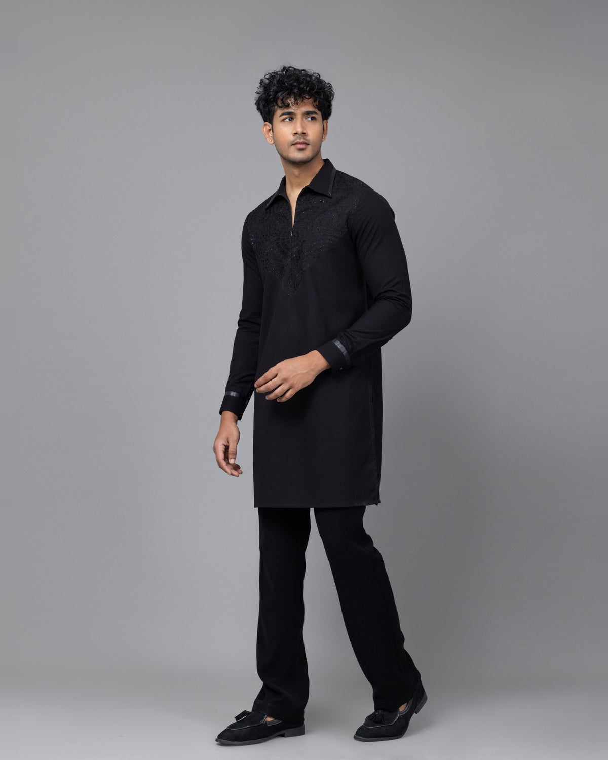 Black Monarch kurta set by Paarsh Atelier, Aarohan collection - view 6