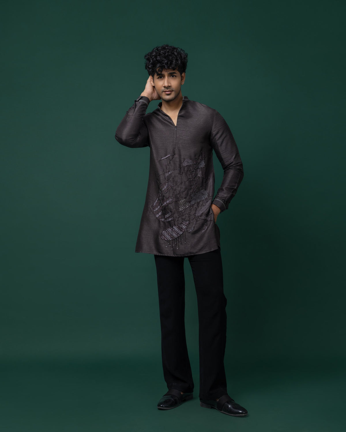 Dusky Scribble kurta set by Paarsh Atelier, Aarohan collection - view 3