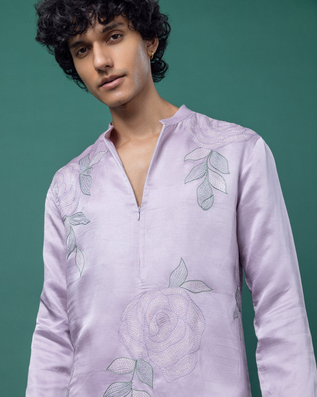 Lavender Rosette kurta set by Paarsh Atelier, Aarohan collection - view 3