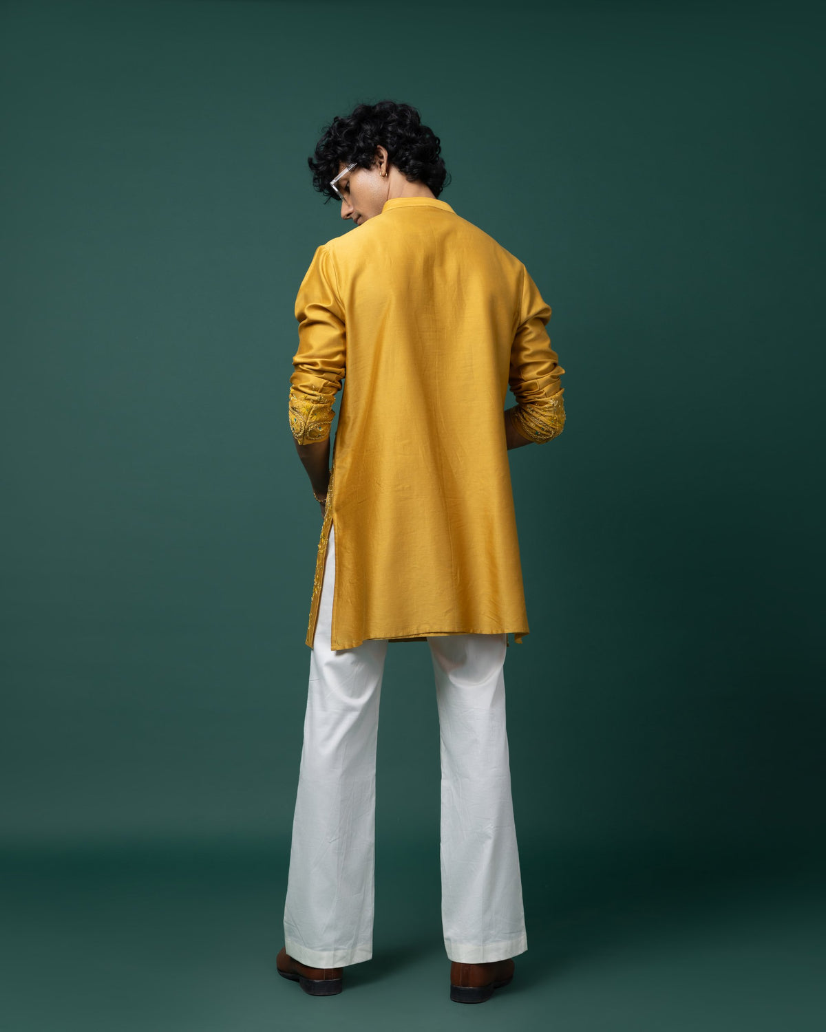 Marigold Teal kurta set by Paarsh Atelier, Aarohan collection - view 5