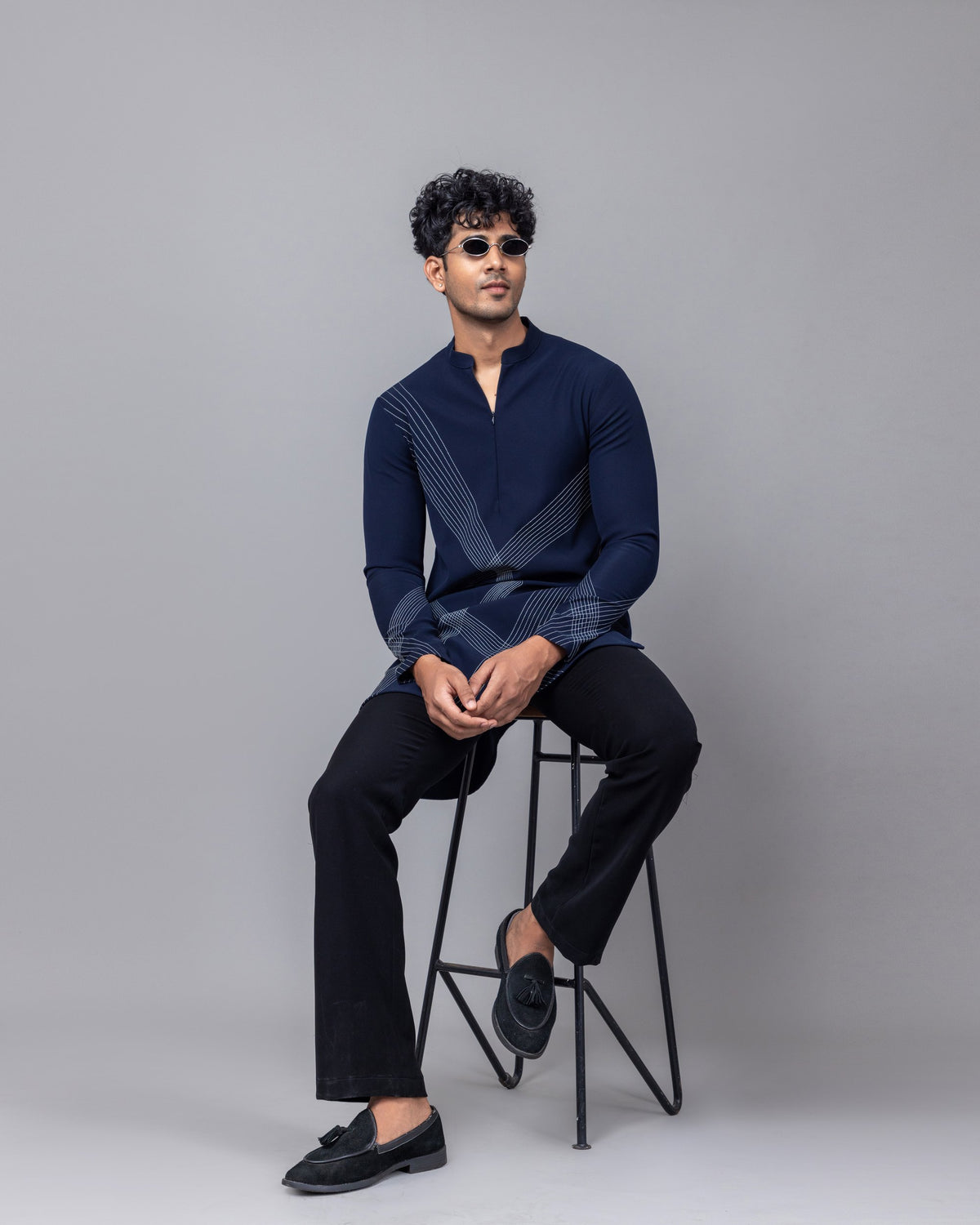 Navy Nexus kurta set by Paarsh Atelier, Aarohan collection - view 5