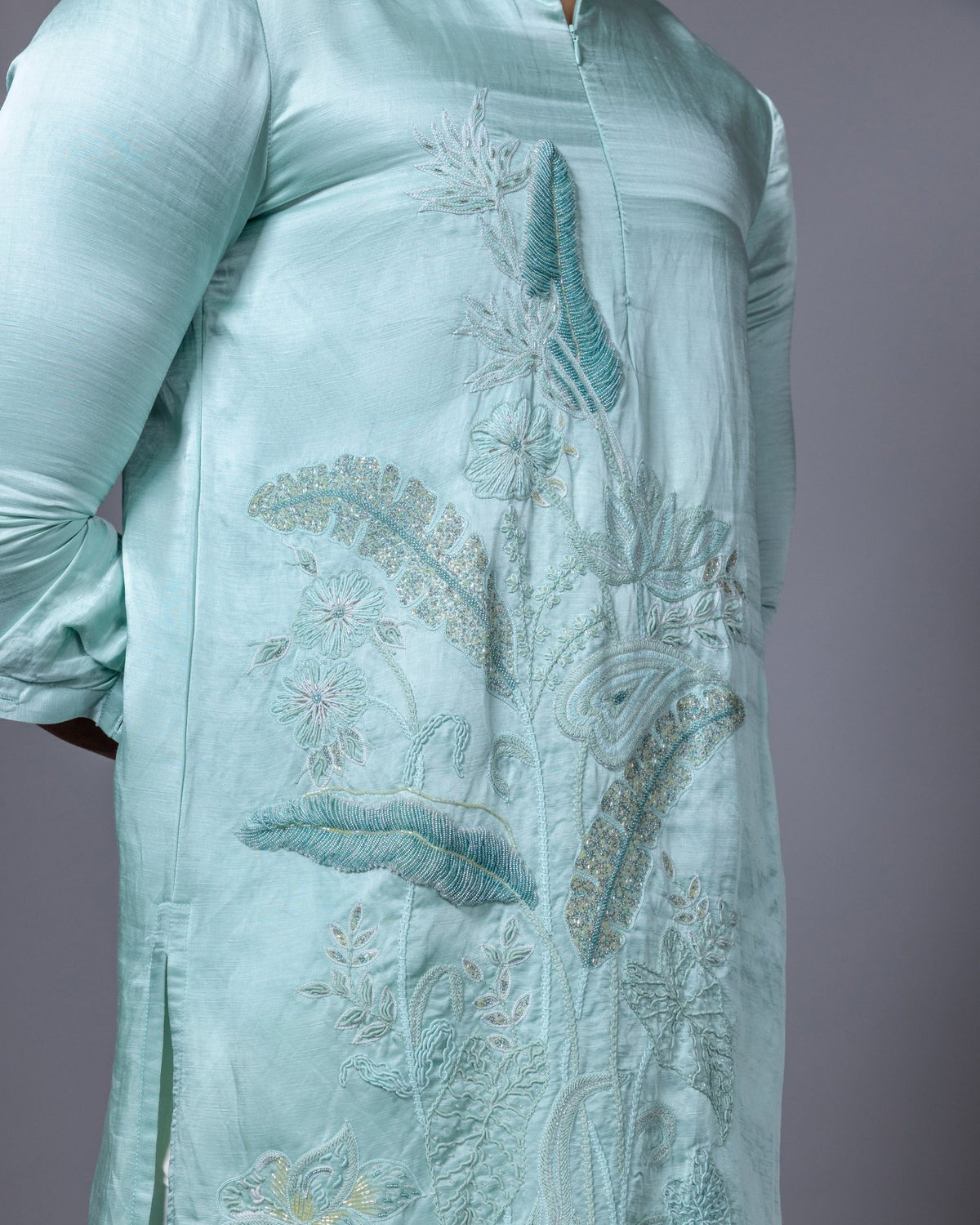 Turquoise Vertigo kurta set by Paarsh Atelier, Aarohan collection - view 8