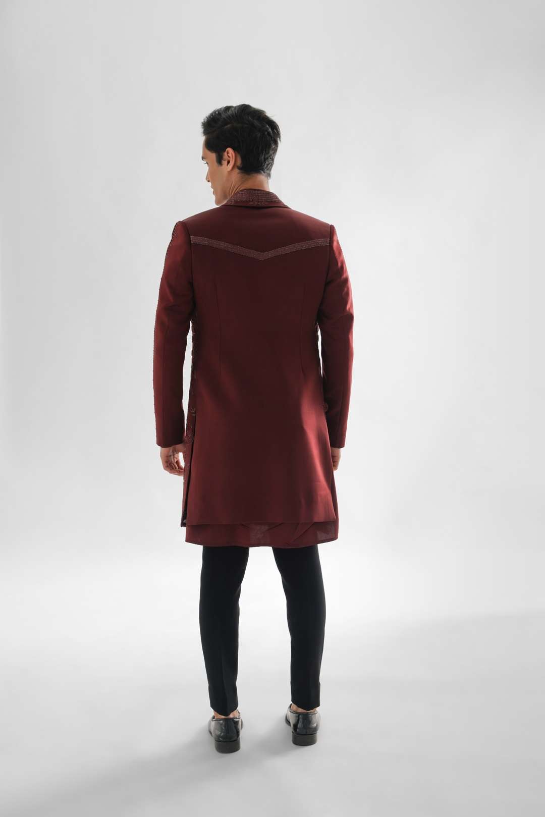 Phlox Cadbury Brown Open Jacket Achkan