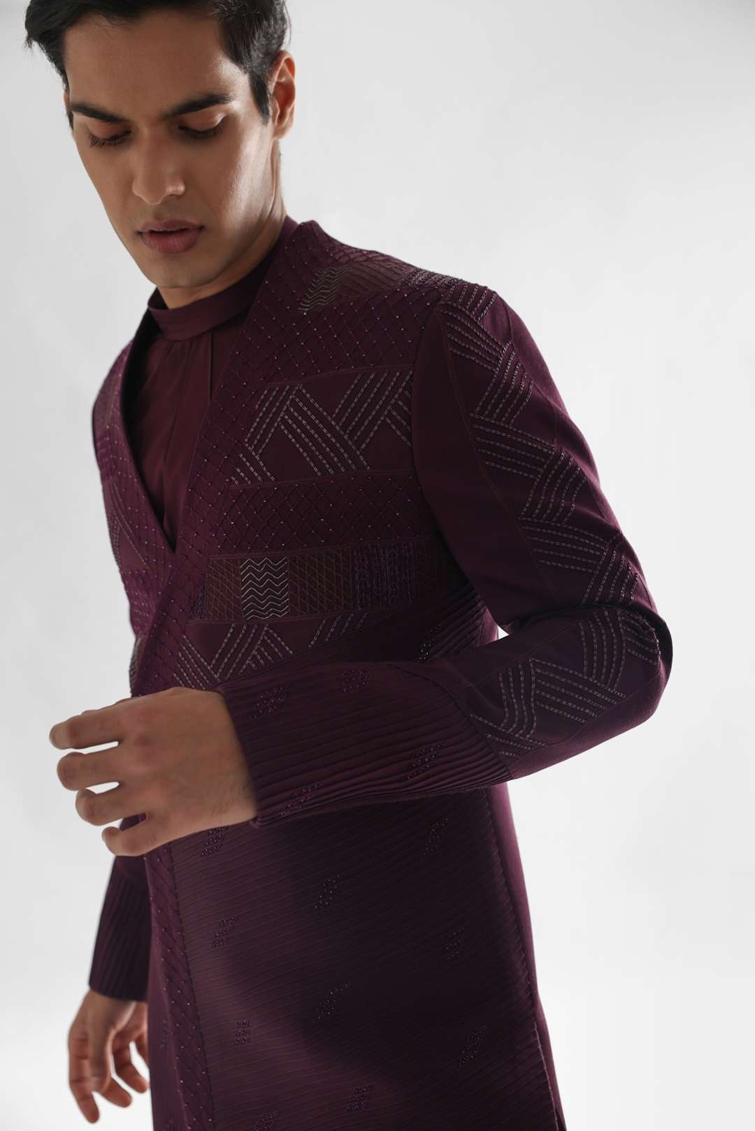 Forbes Vivid Magenta Coloured Achkan