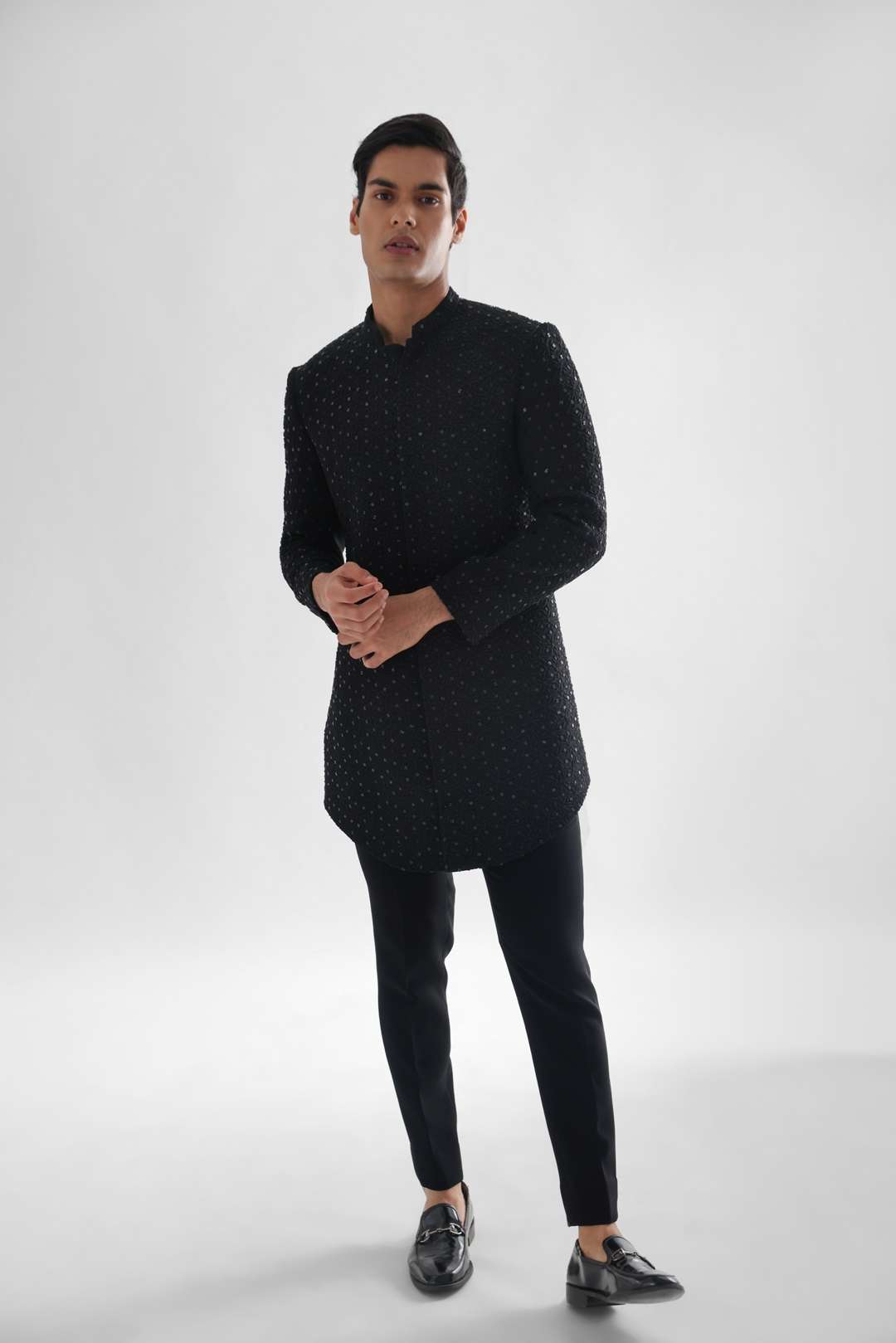 Anant Jet black achkan