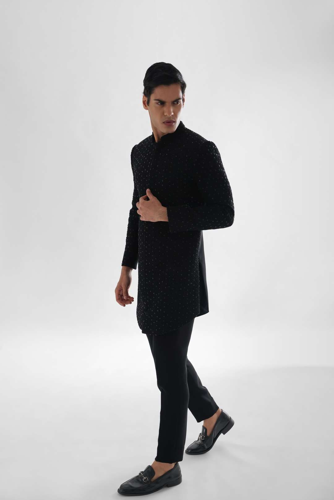 Anant Jet black achkan