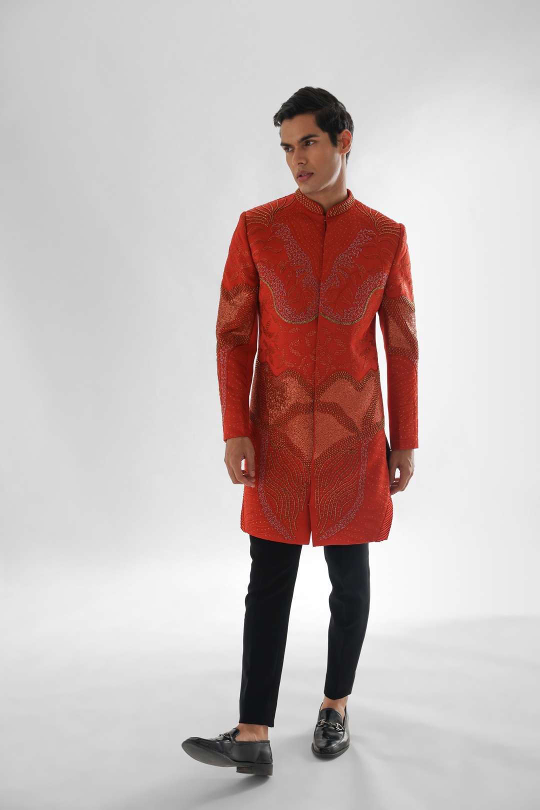 Mafiyaa Terrestrial Embroidered Achkan