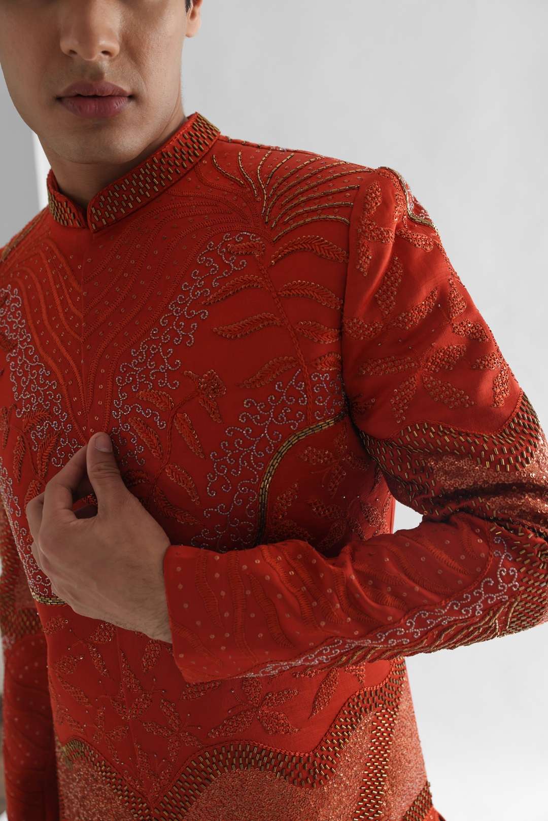 Mafiyaa Terrestrial Embroidered Achkan