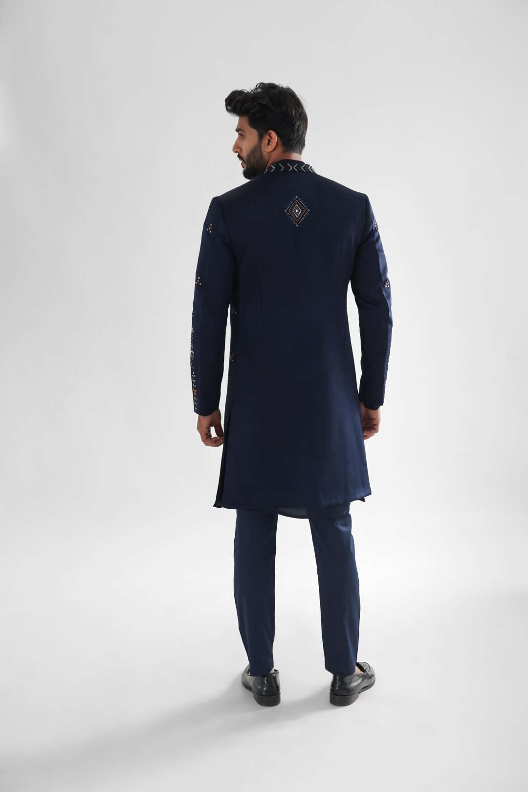 Naval Navy Blue Open Achkan