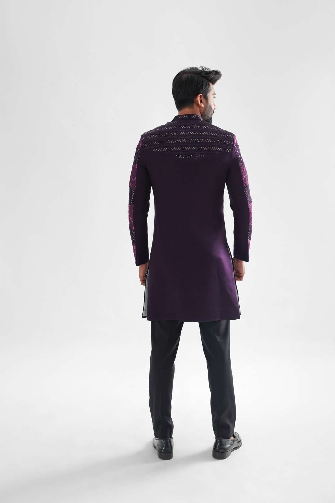Iris Purple Double Layered Achkan