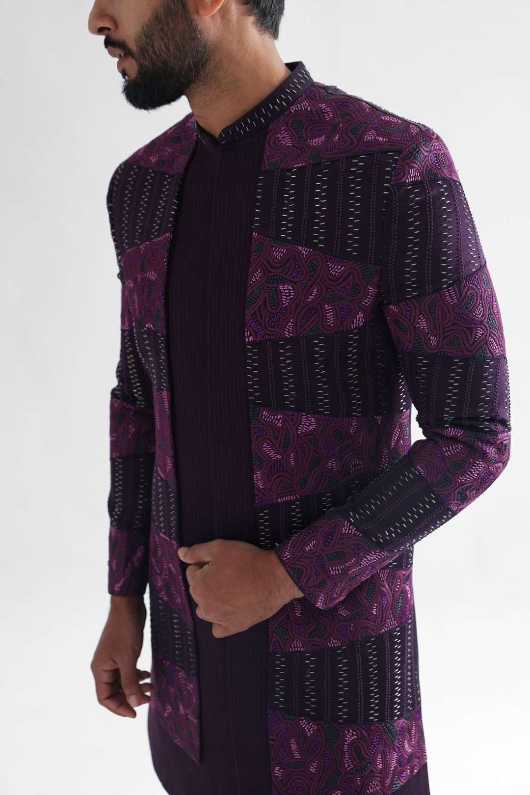 Iris Purple Double Layered Achkan