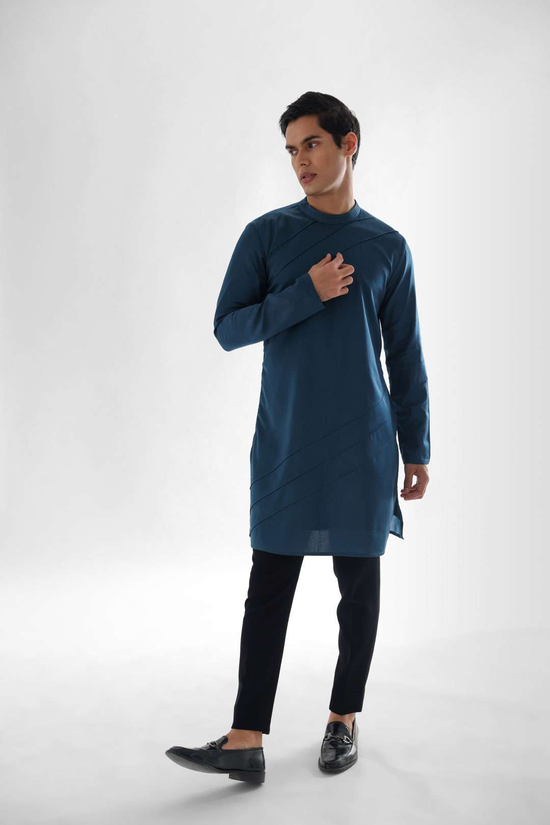 Douse Teal Blue Short Kurta
