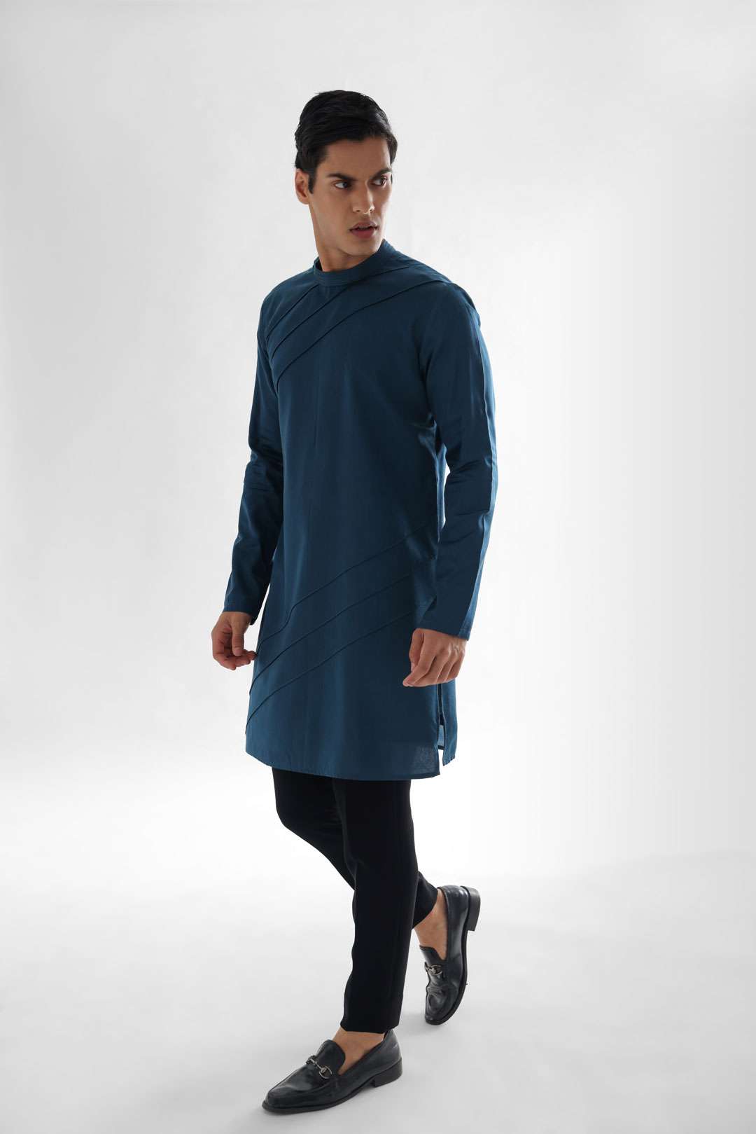 Douse Teal Blue Short Kurta