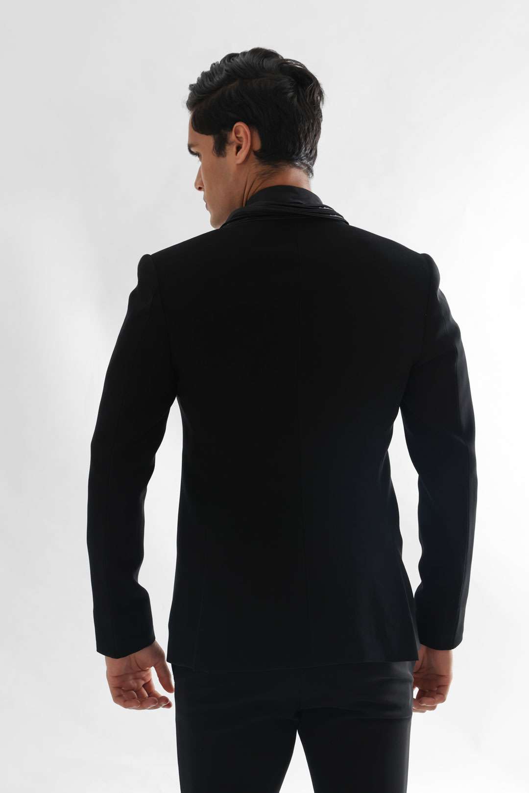 Jet Black Tuxedo Set With Leather Cord Detailing